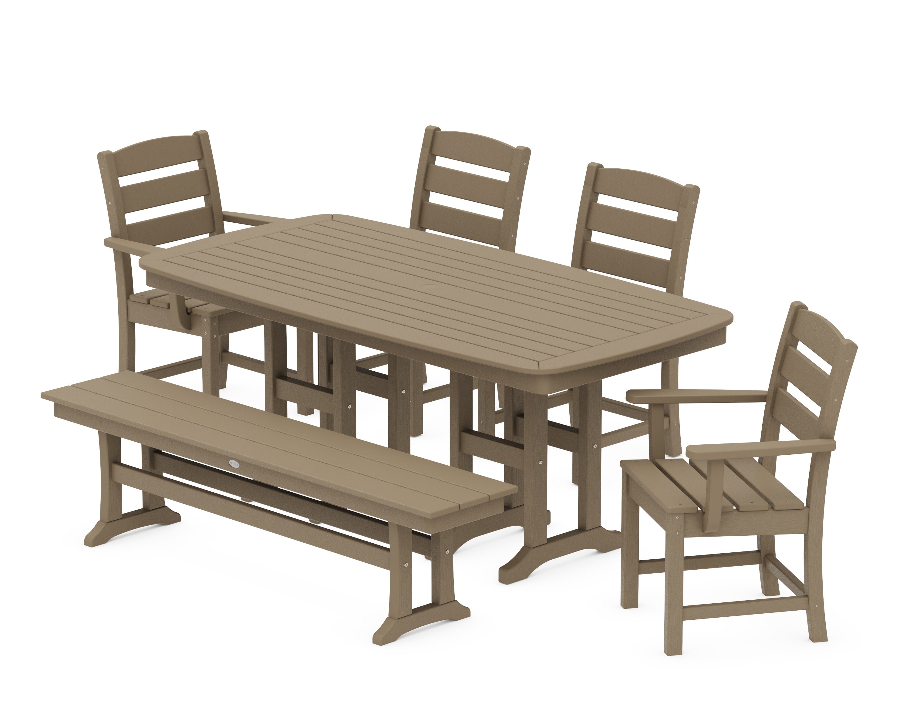 Lakeside 6-Piece Dining Set with Bench in Vintage Sahara