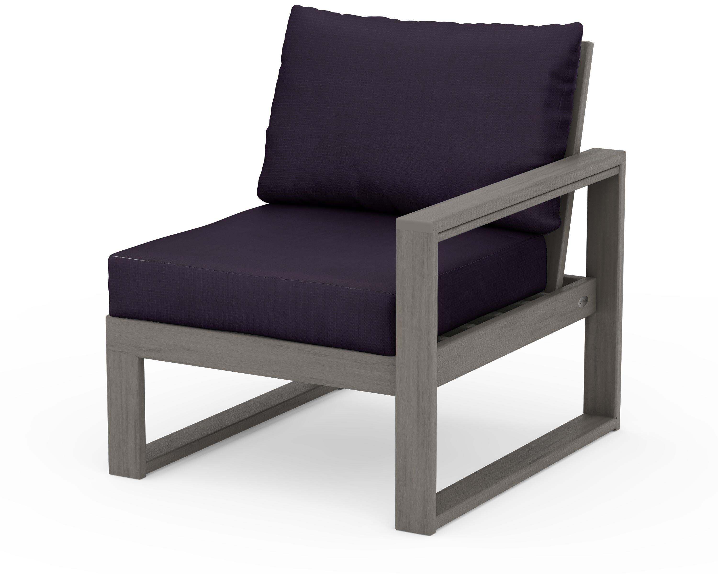EDGE Modular Right Arm Chair in Driftwood / Navy Linen