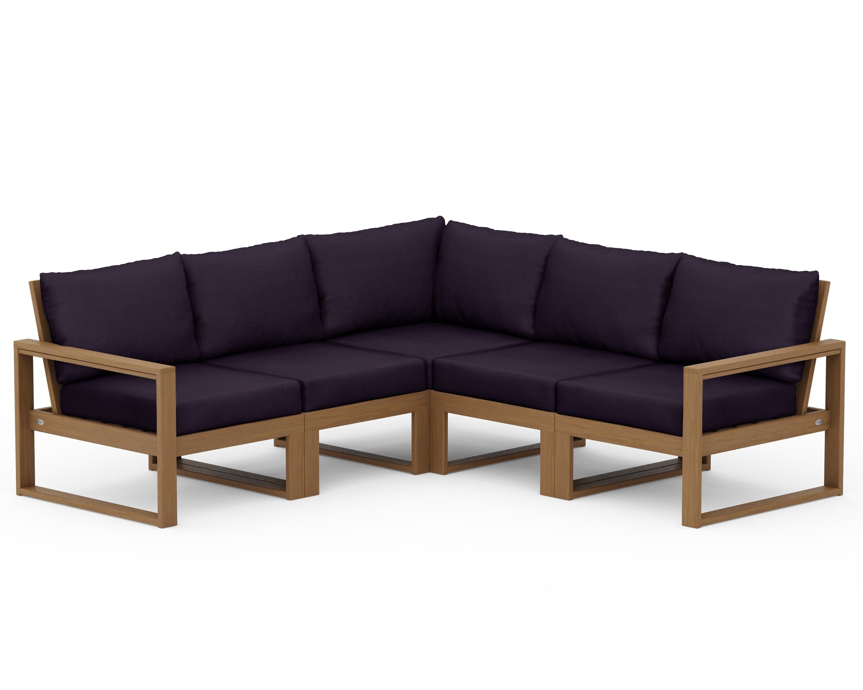 EDGE 5-Piece Modular Deep Seating Set in Natural / Navy Linen