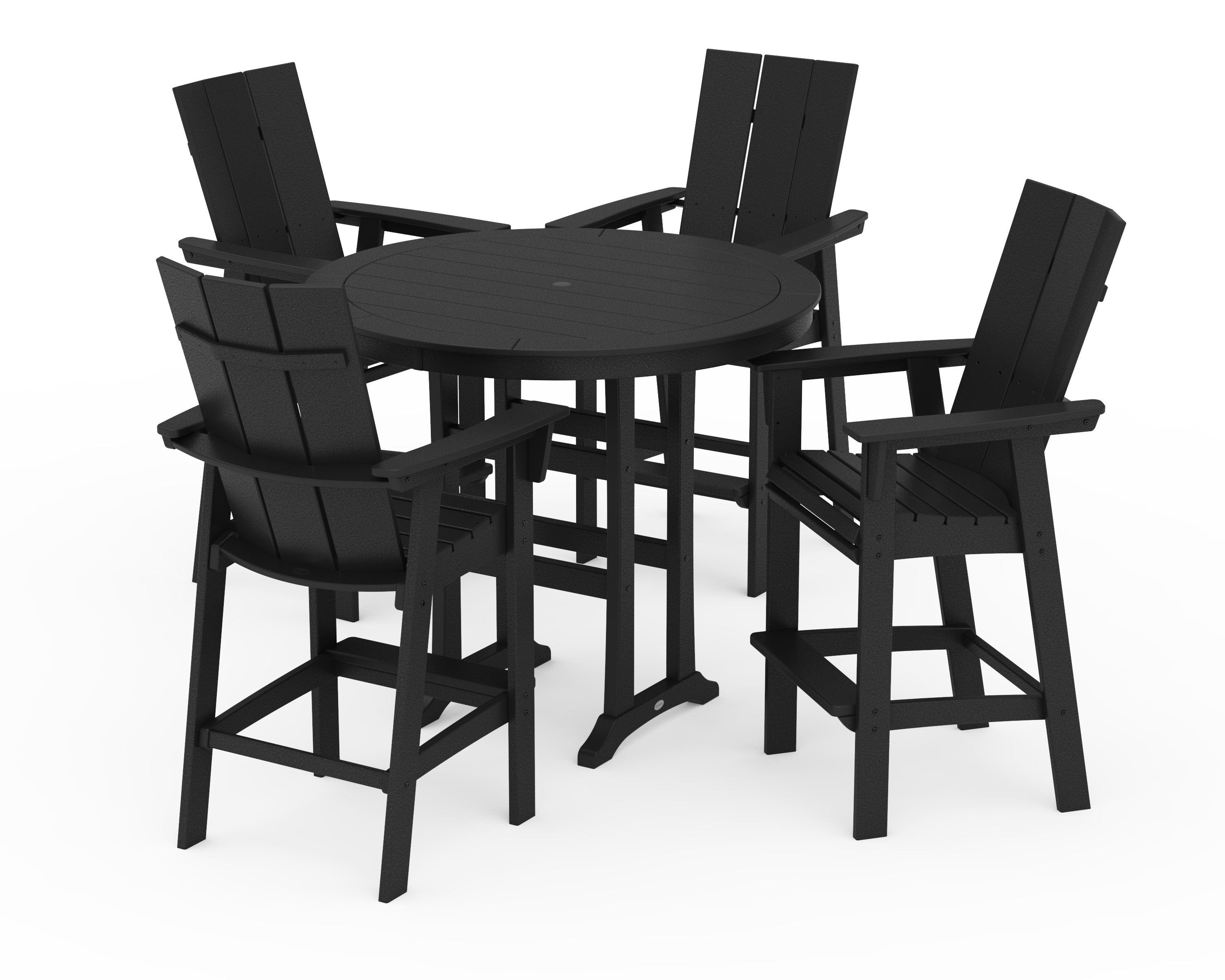 Modern Curveback Adirondack 5-Piece Nautical Trestle Bar Set in Black