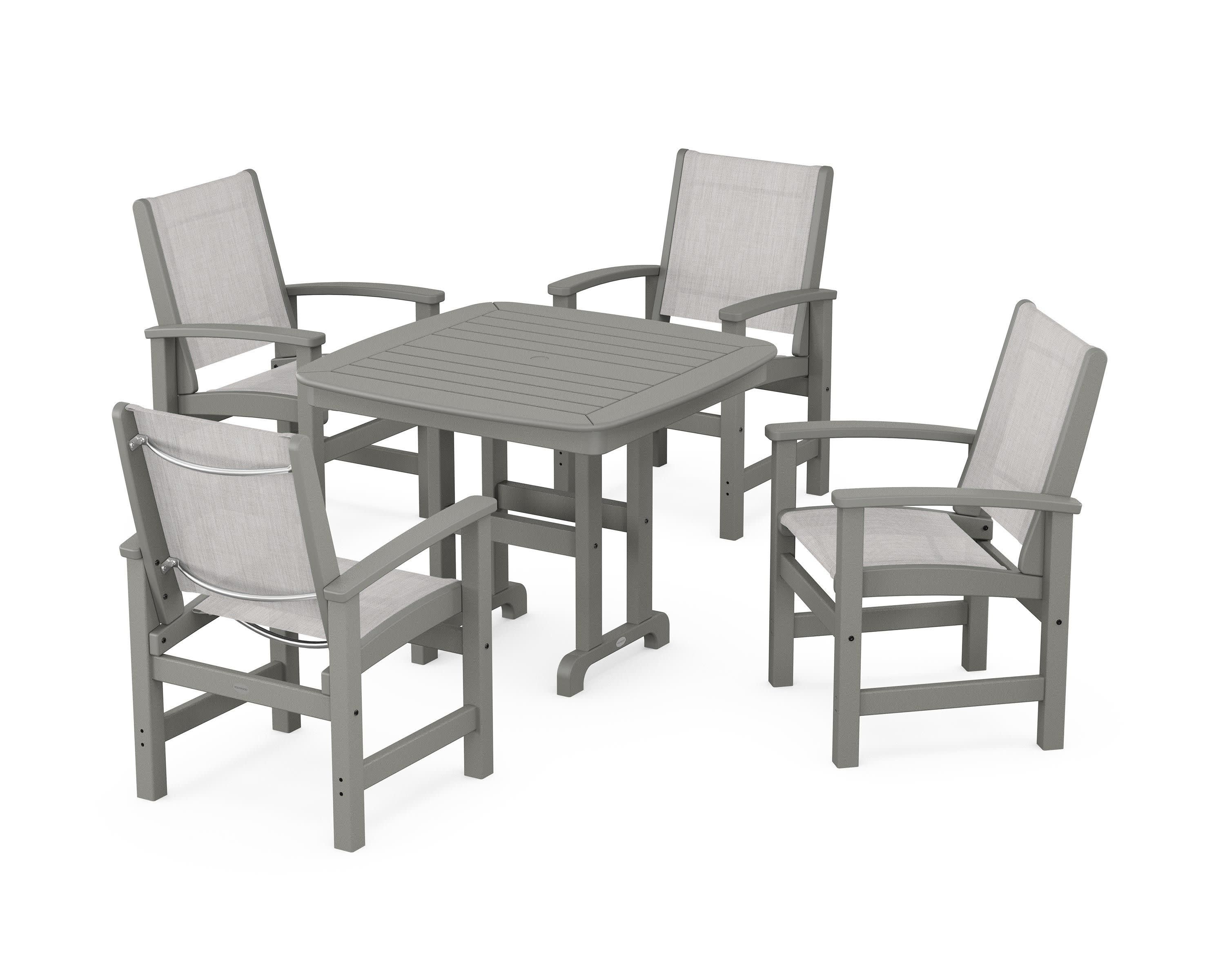 Coastal 5-Piece Dining Set in Slate Grey / Parchment Sling