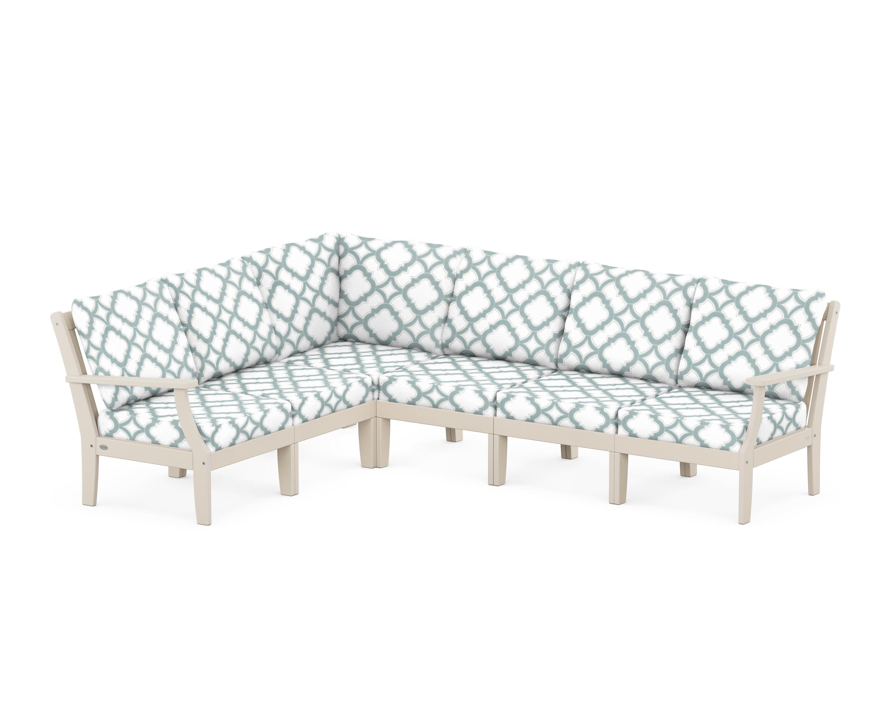 Braxton Modular 6-Piece Deep Seating Set in Sand / Trellis Glacier Spa