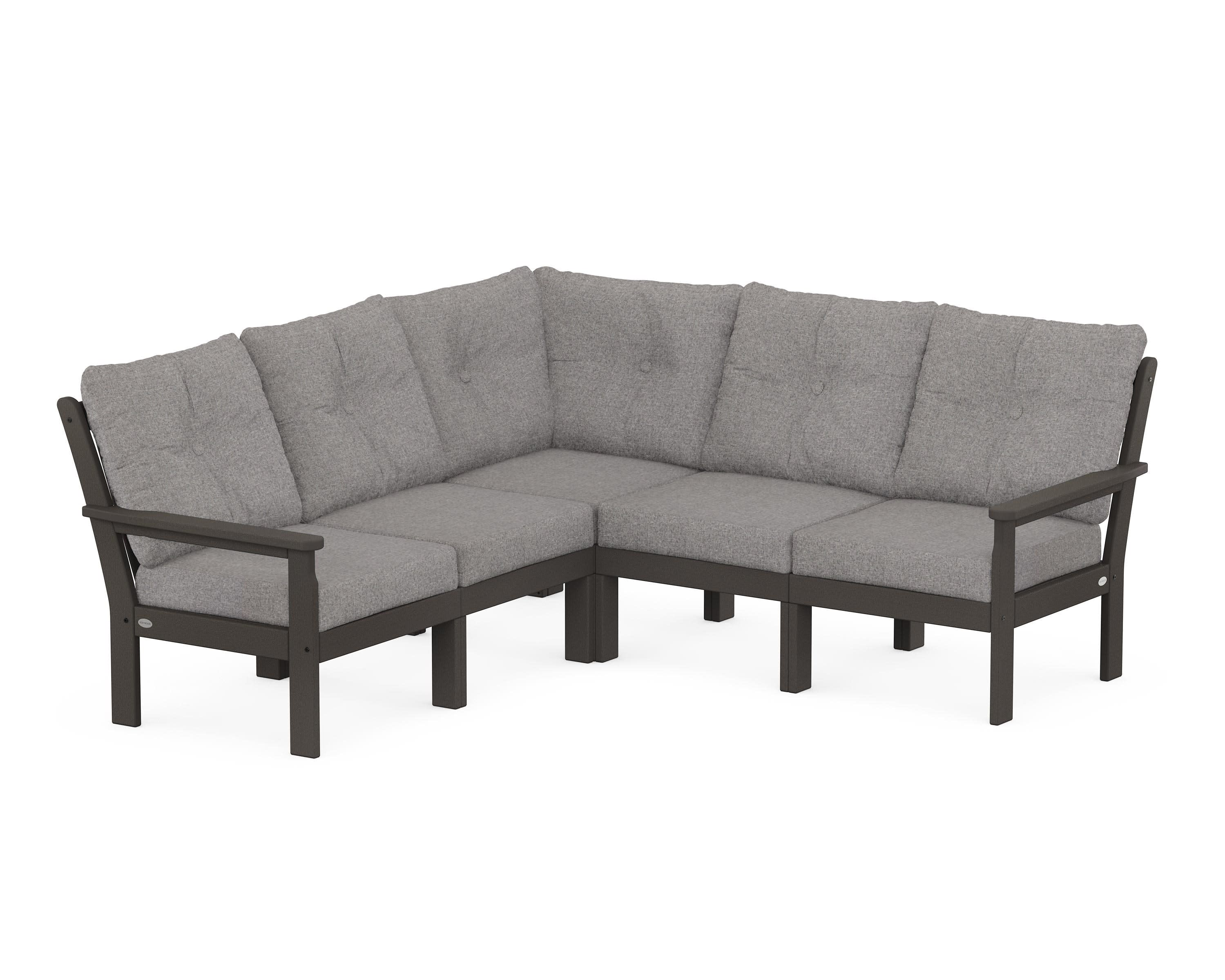 Vineyard 5-Piece Sectional in Vintage Coffee / Grey Mist