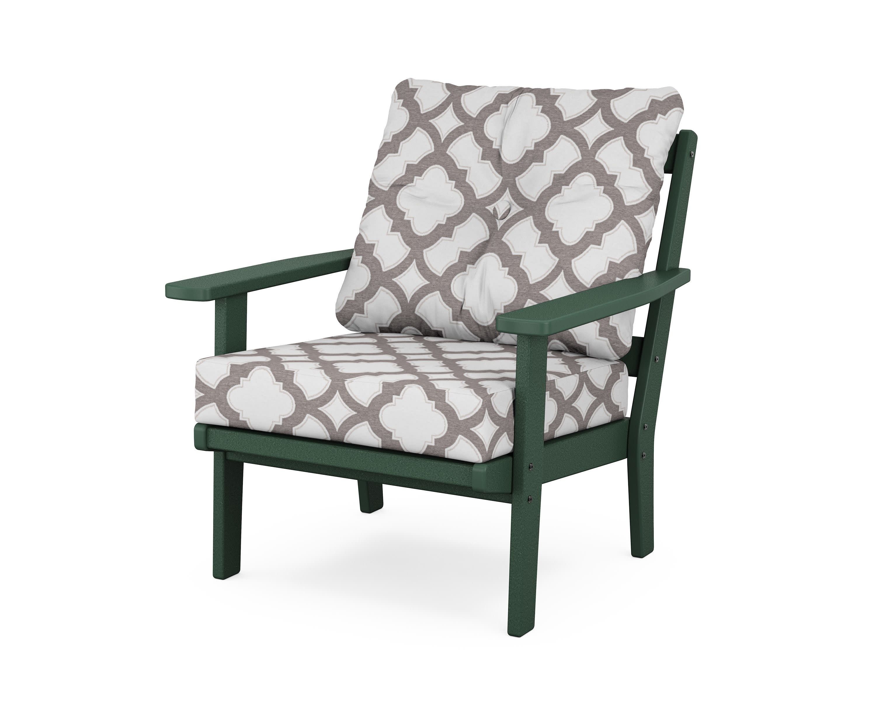 Oxford Deep Seating Chair in Green / Trellis Grey Mist