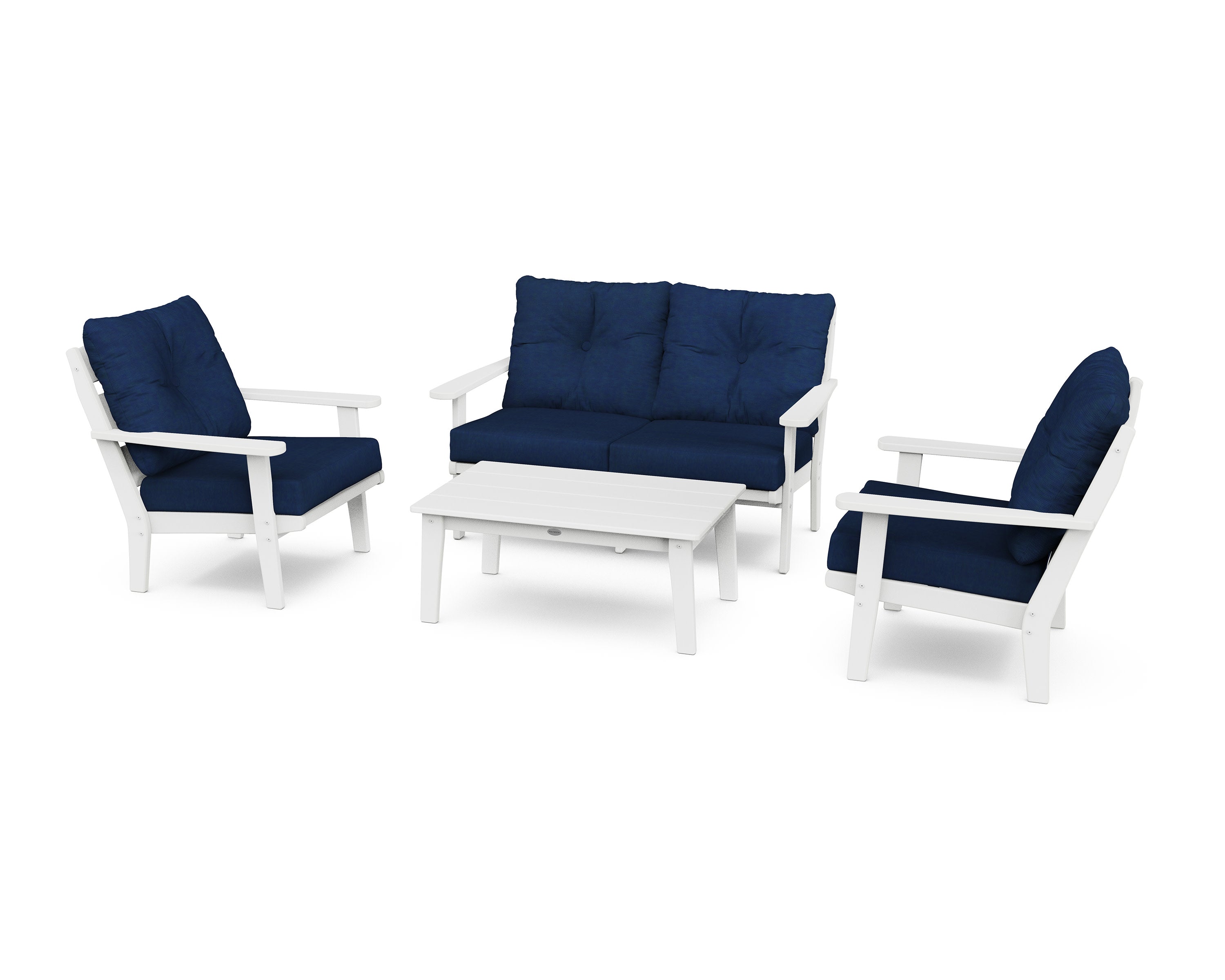 Lakeside 4-Piece Deep Seating Set in White / Navy