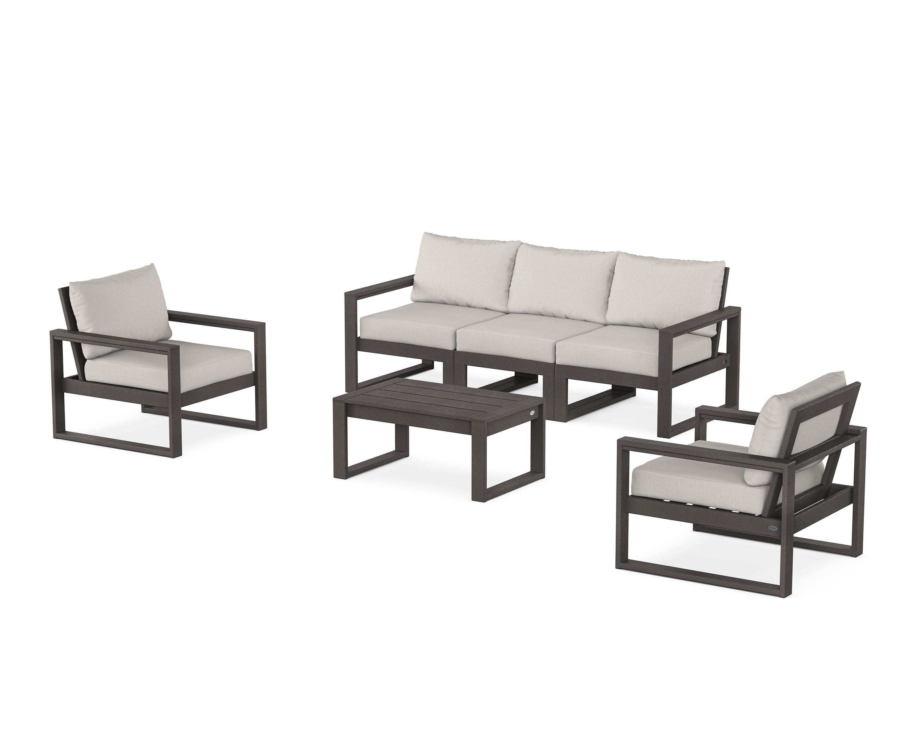 EDGE Sectional 4-Piece Deep Seating Set with Sofa in Vintage Coffee / Cast Ash