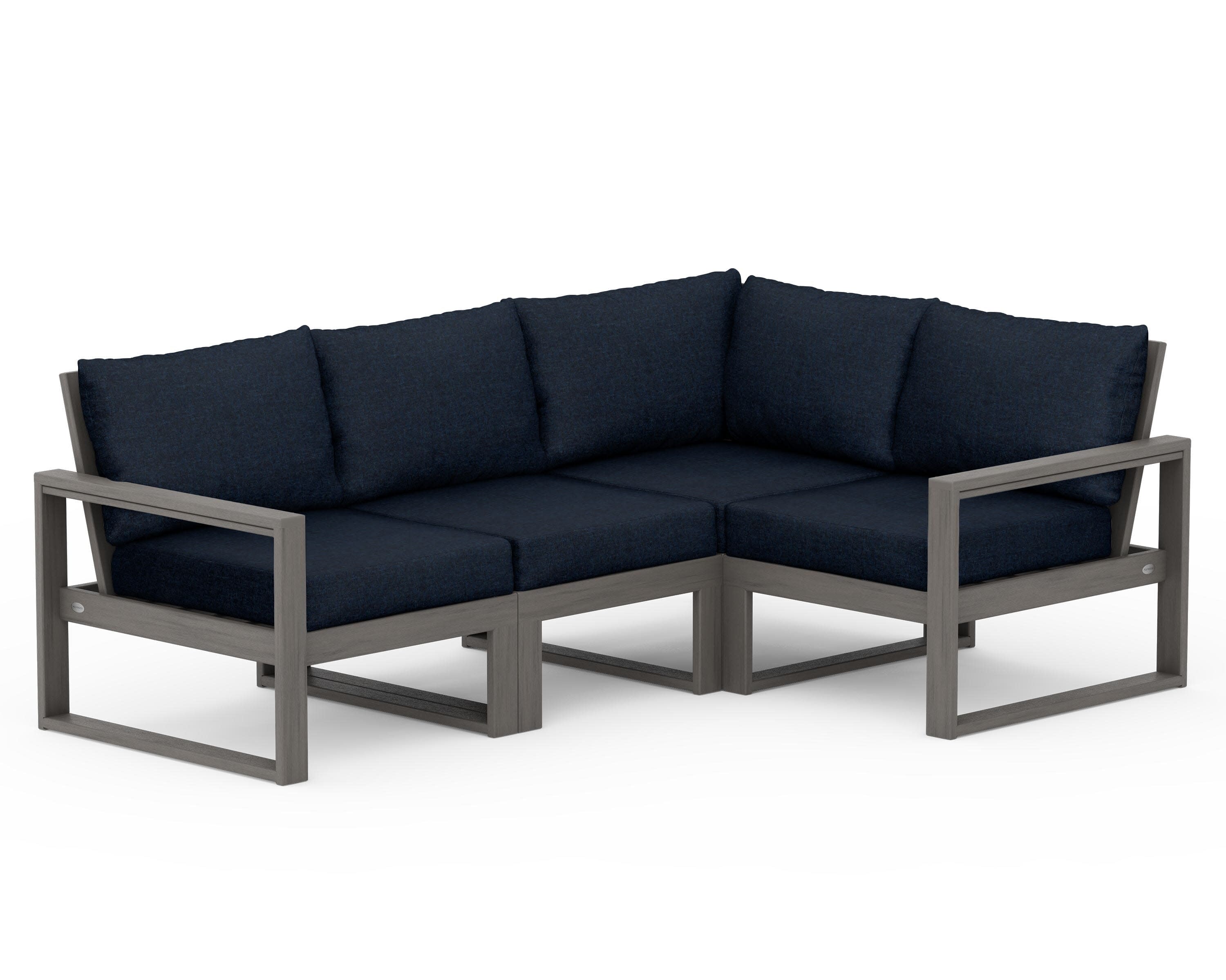 EDGE 4-Piece Modular Deep Seating Set in Driftwood / Marine Indigo