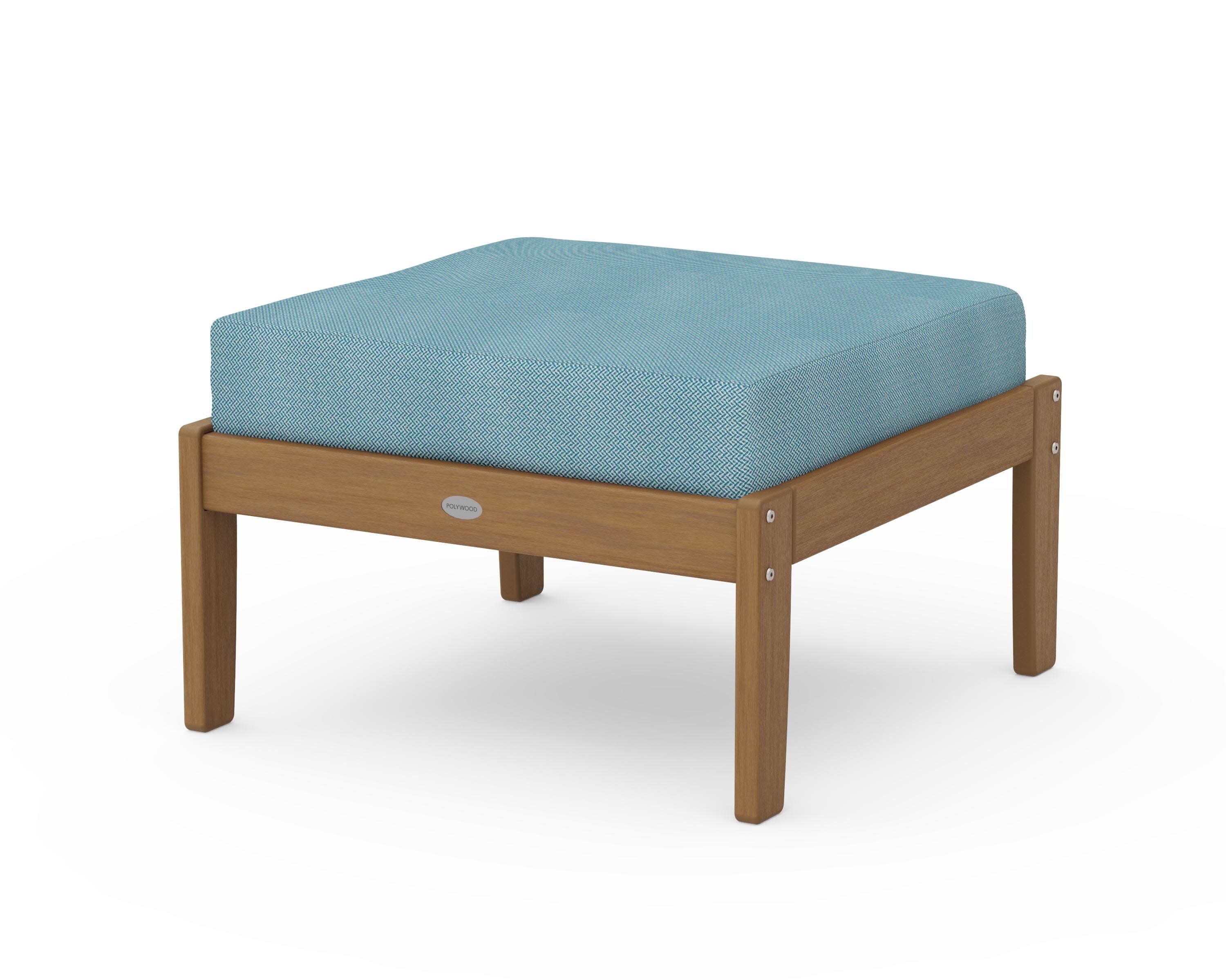 Braxton Deep Seating Ottoman in Natural / Lattice Sky Blue
