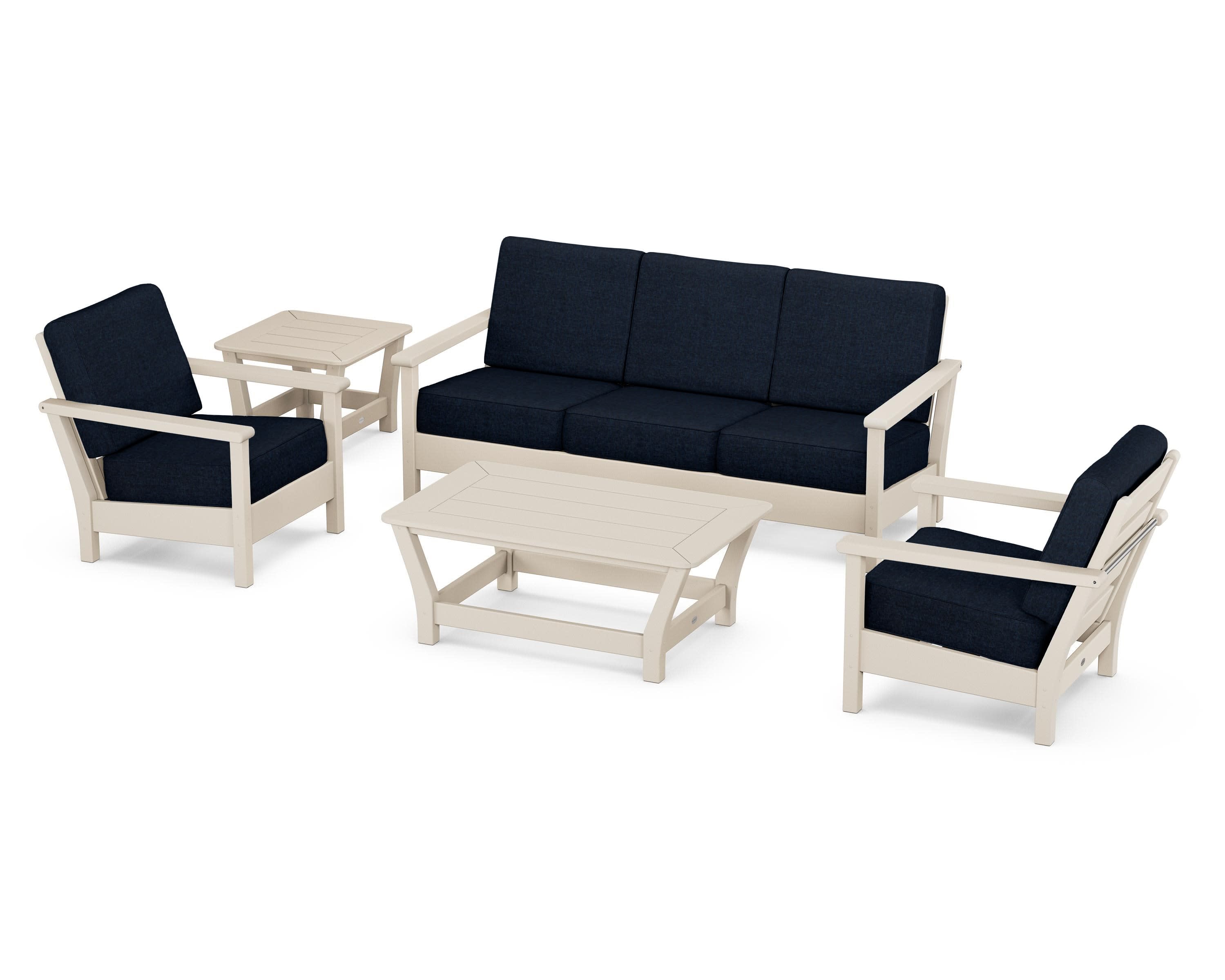 Harbour 5-Piece Deep Seating Set in Sand / Marine Indigo