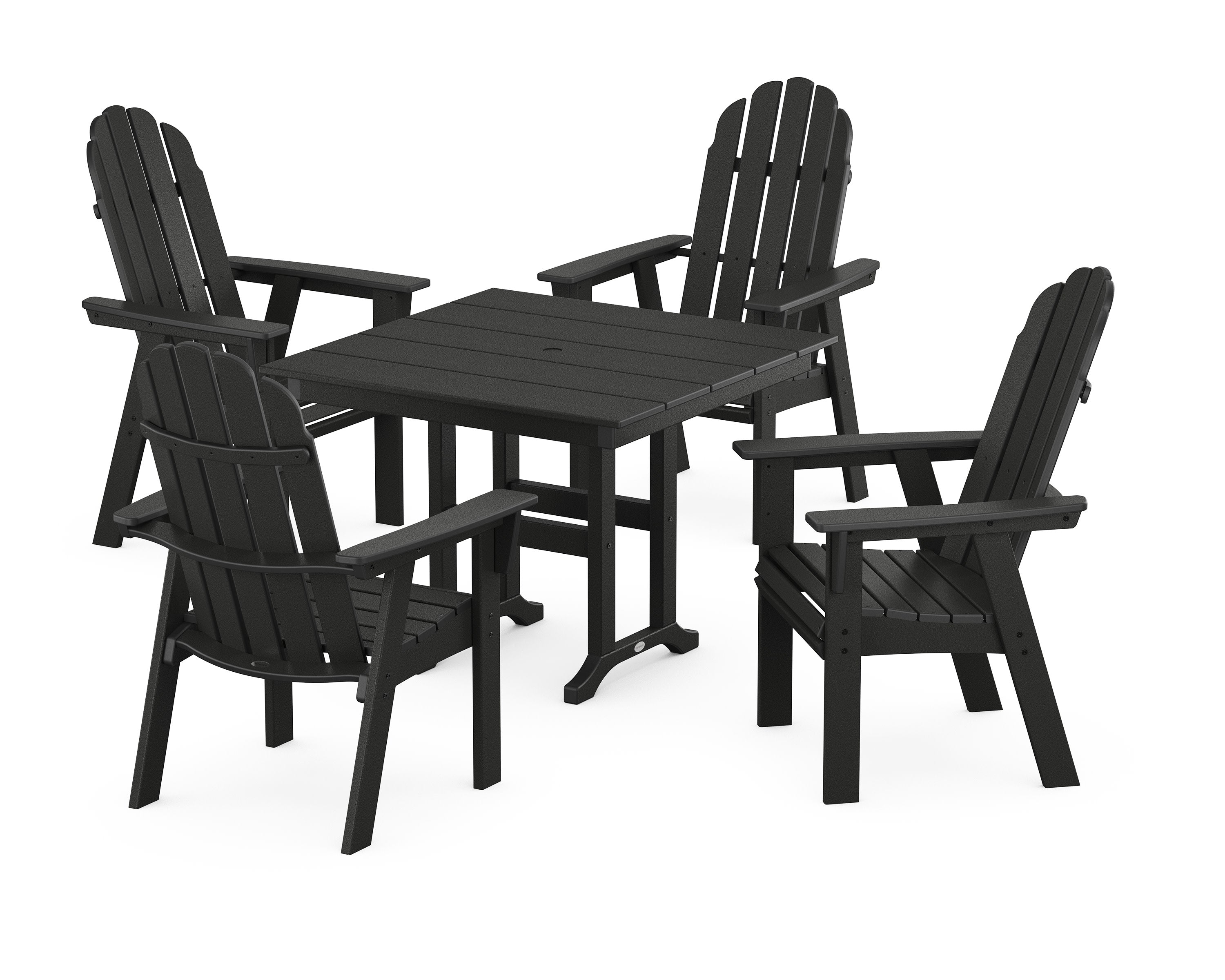 Vineyard Curveback Adirondack 5-Piece Farmhouse Dining Set in Black