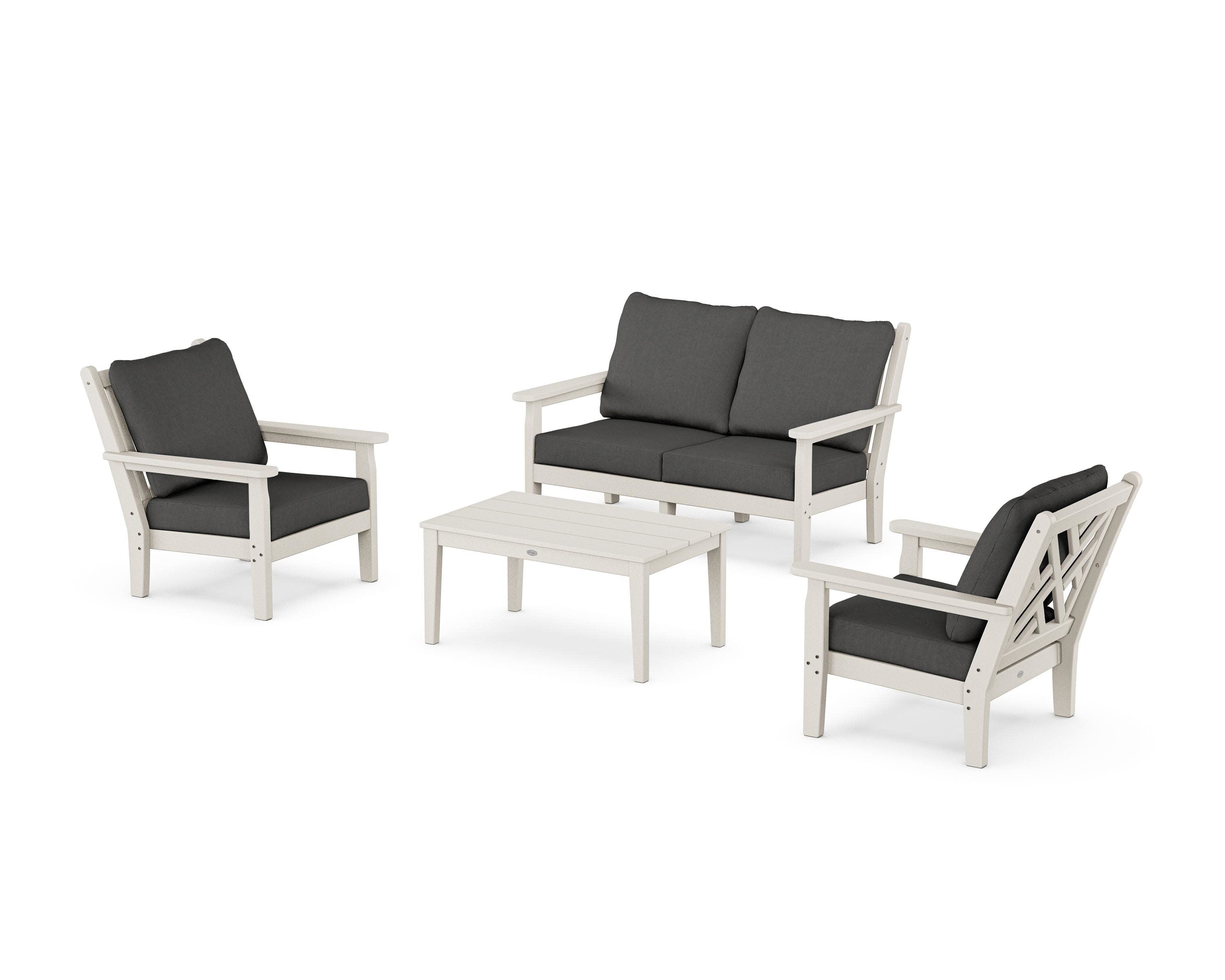 Chippendale 4-Piece Deep Seating Set with Loveseat in Sand / Spectrum Carbon