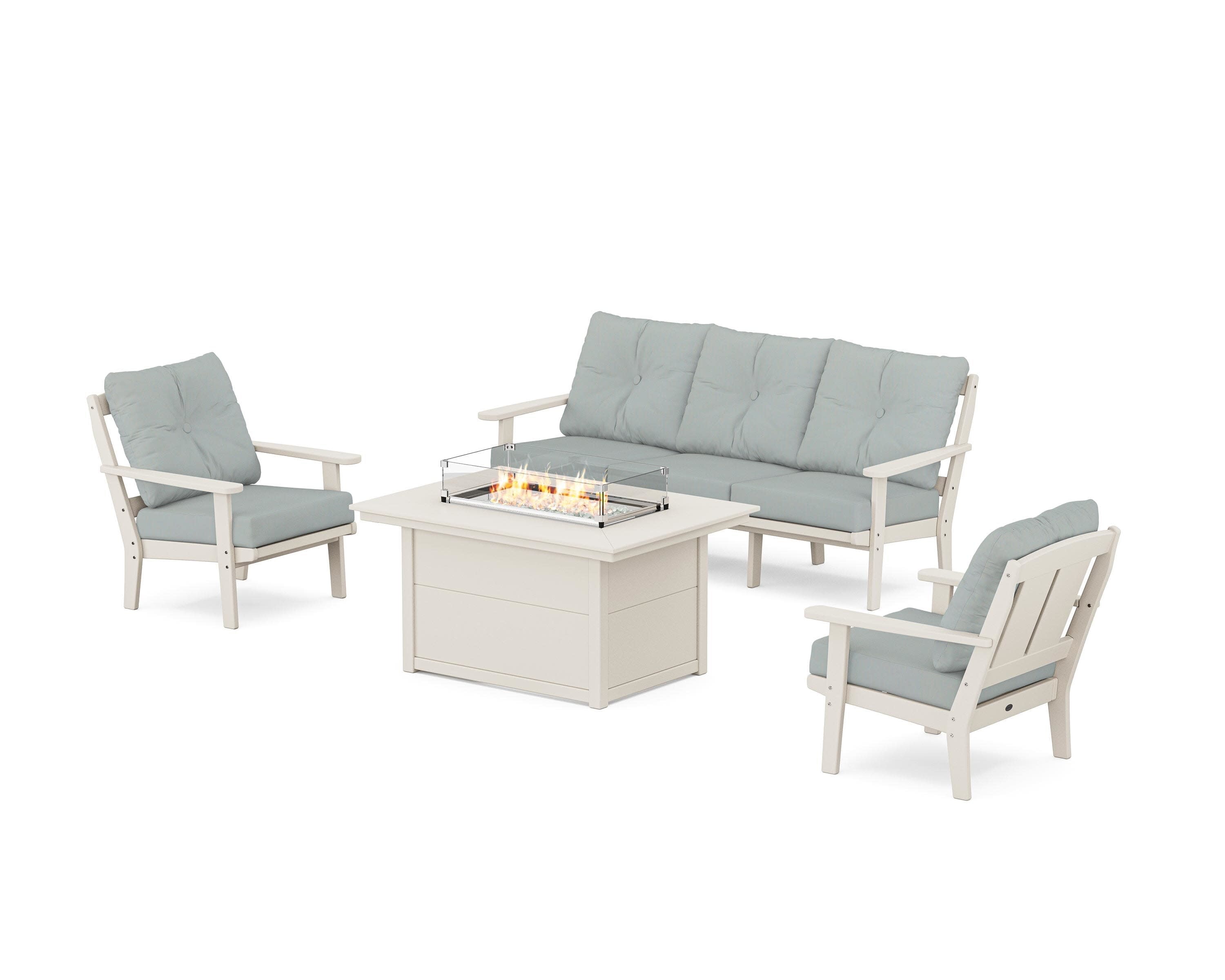 Mission Deep Seating Fire Pit Table Set in Sand / Spa