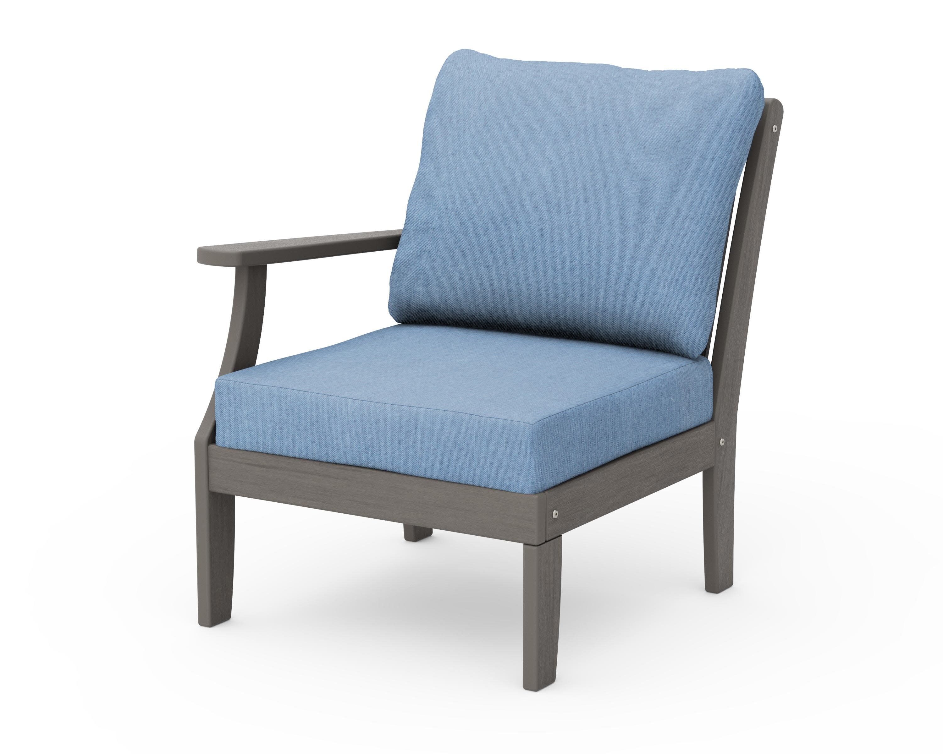 Braxton Modular Left Arm Chair in Driftwood / Sky Blue