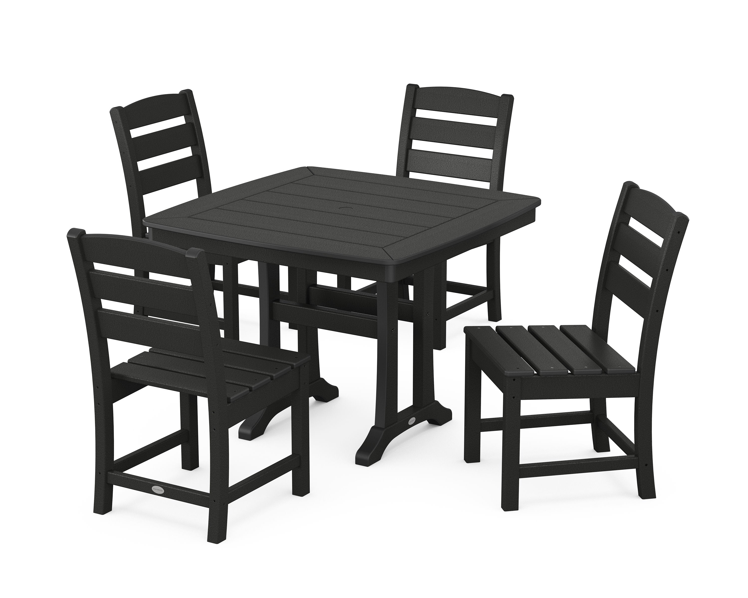 Lakeside Side Chair 5-Piece Dining Set with Trestle Legs in Black