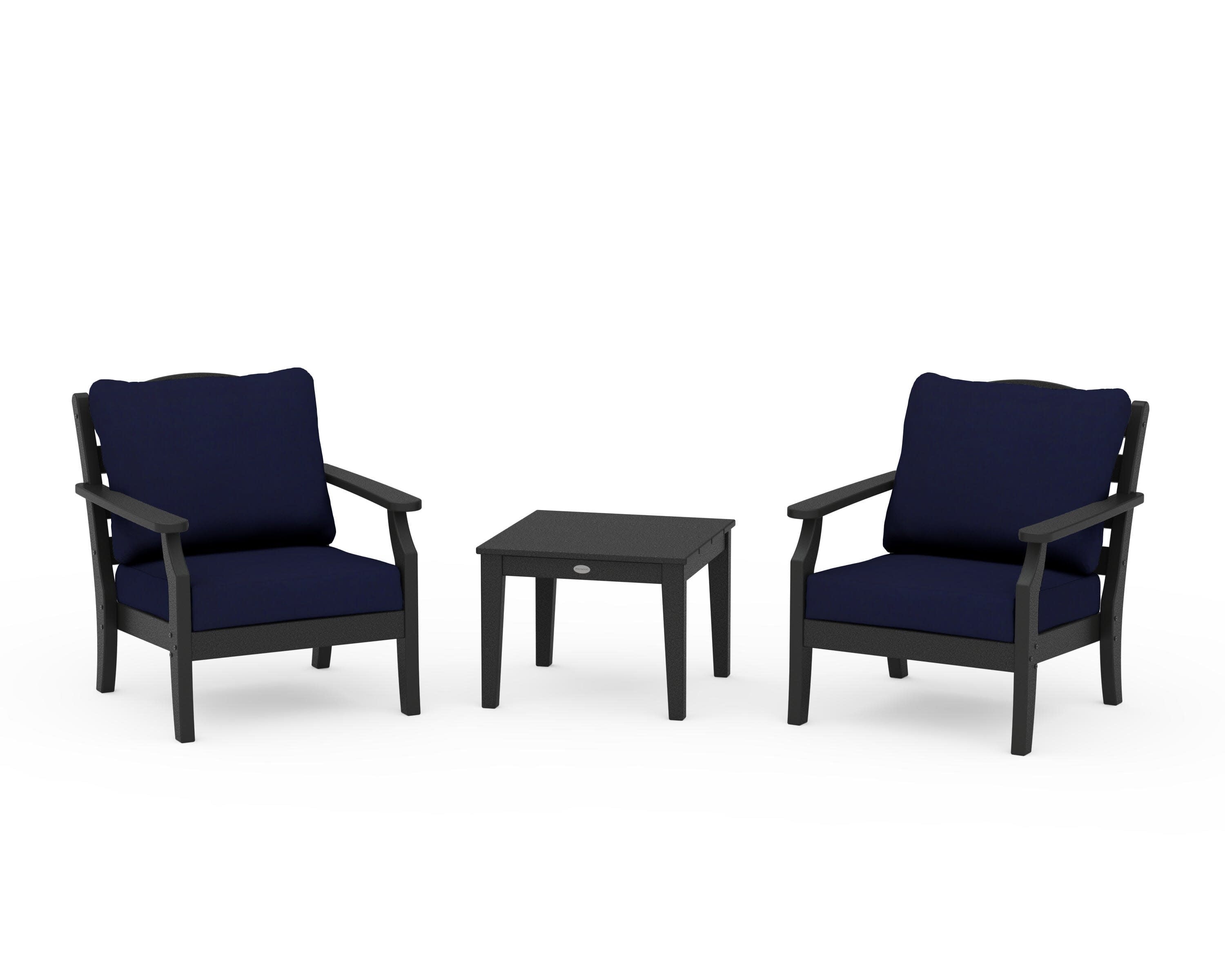 Savannah 3-Piece Deep Seating Set in Black / Navy