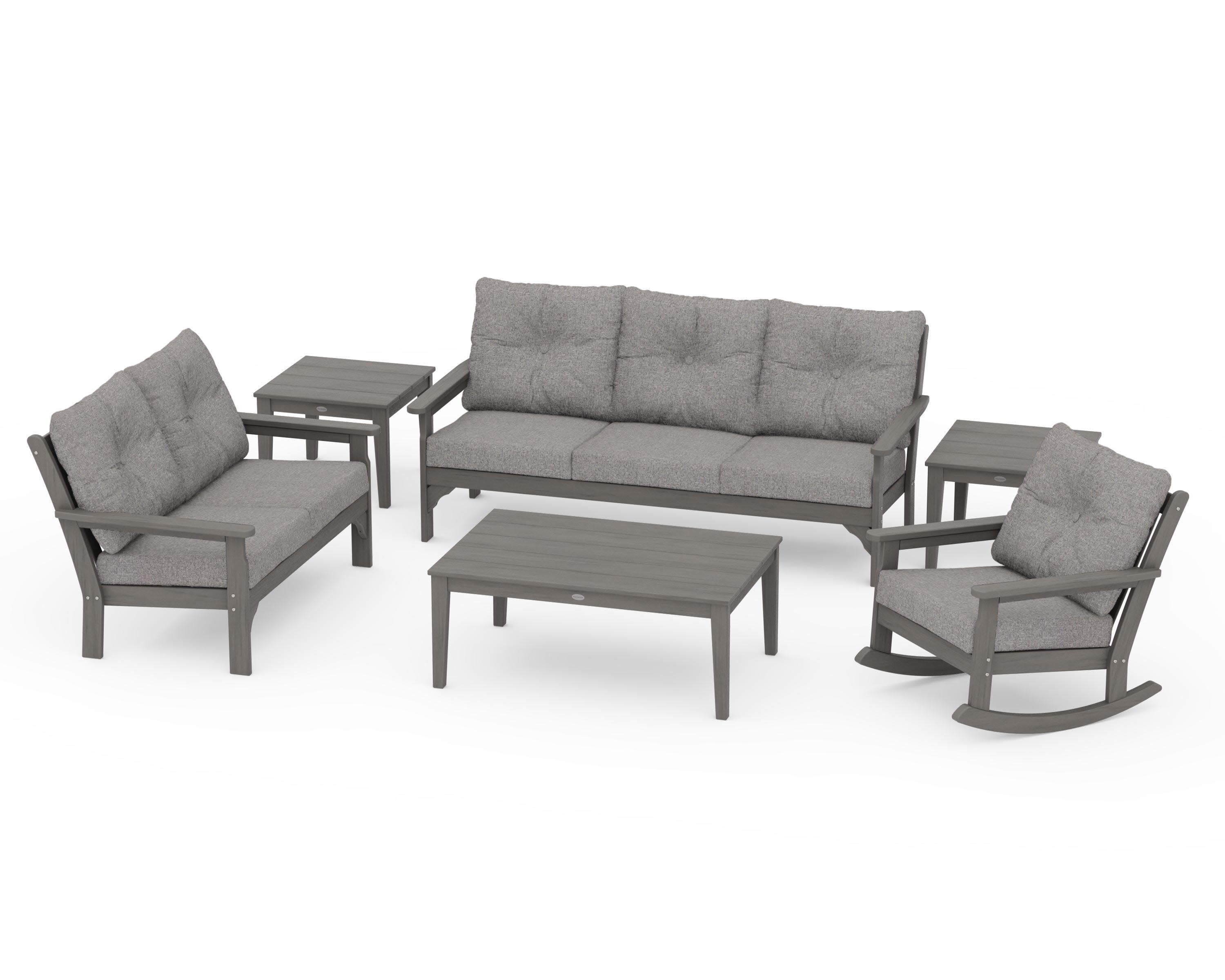 Vineyard 6-Piece Deep Seating Set in Driftwood / Grey Mist