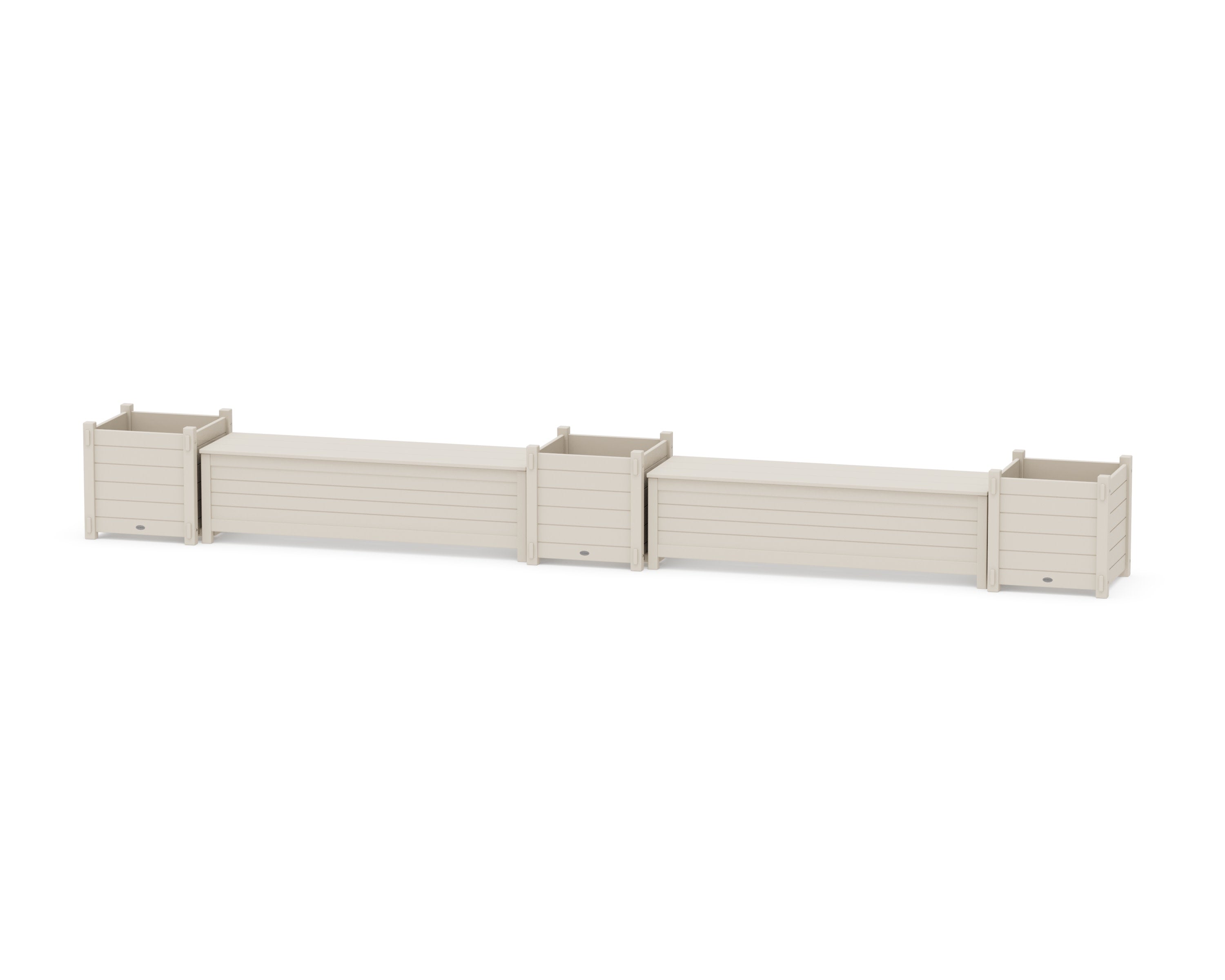 60" Nautical Straight Double Planter Storage Bench Set- Large in Sand