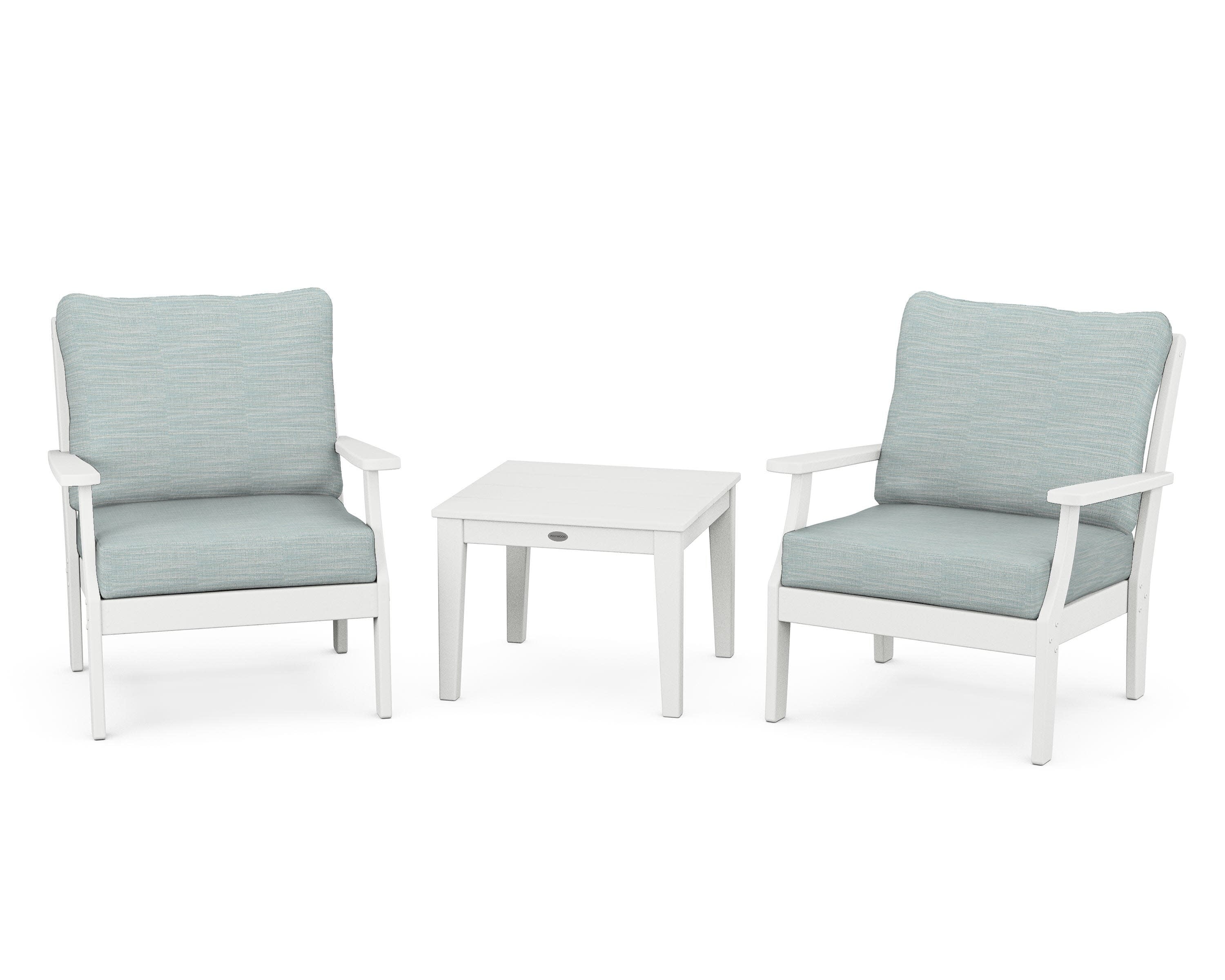 Braxton 3-Piece Deep Seating Set in White / Soothe Mist