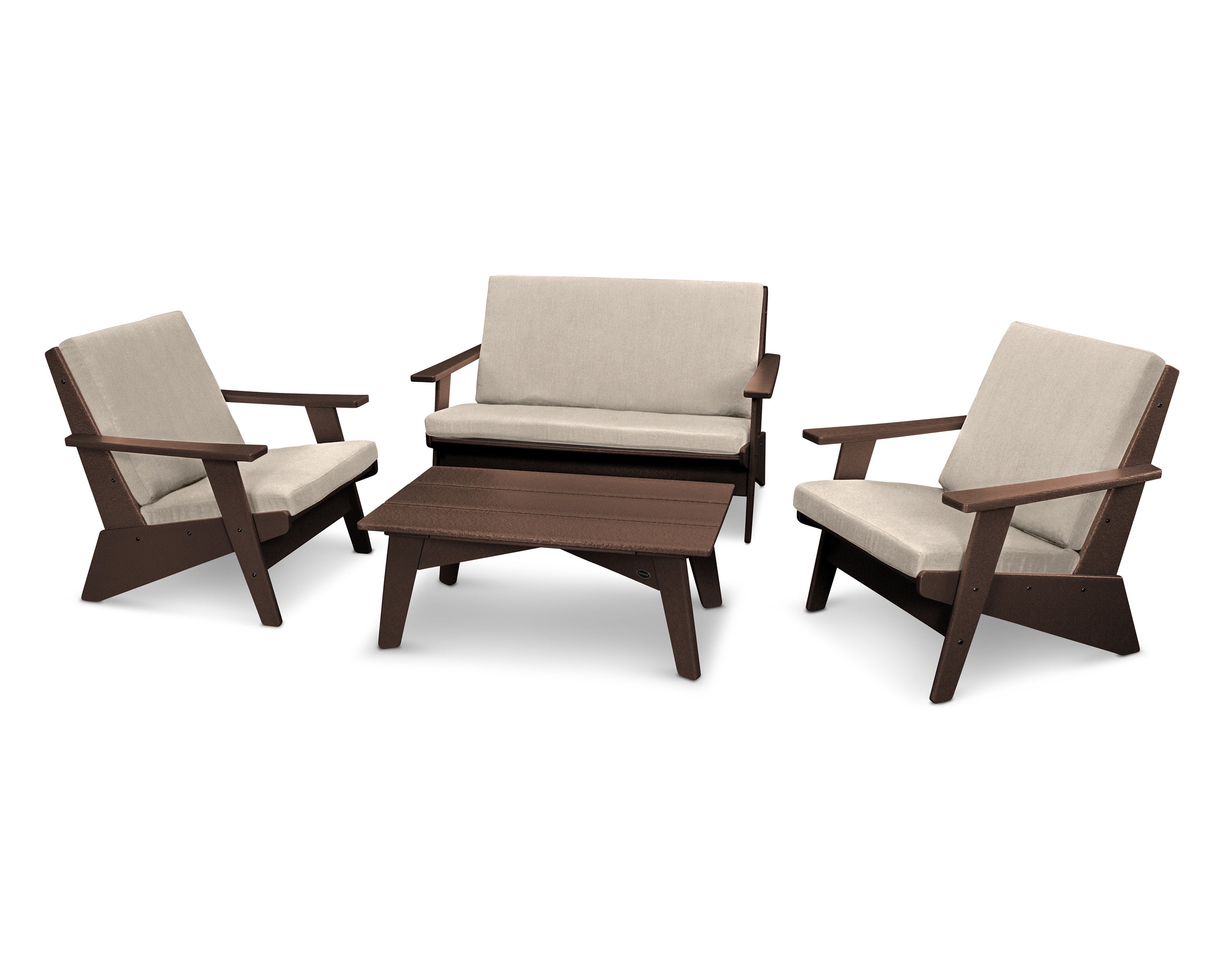 Riviera Modern Lounge 4-Piece Set in Mahogany / Cast Ash