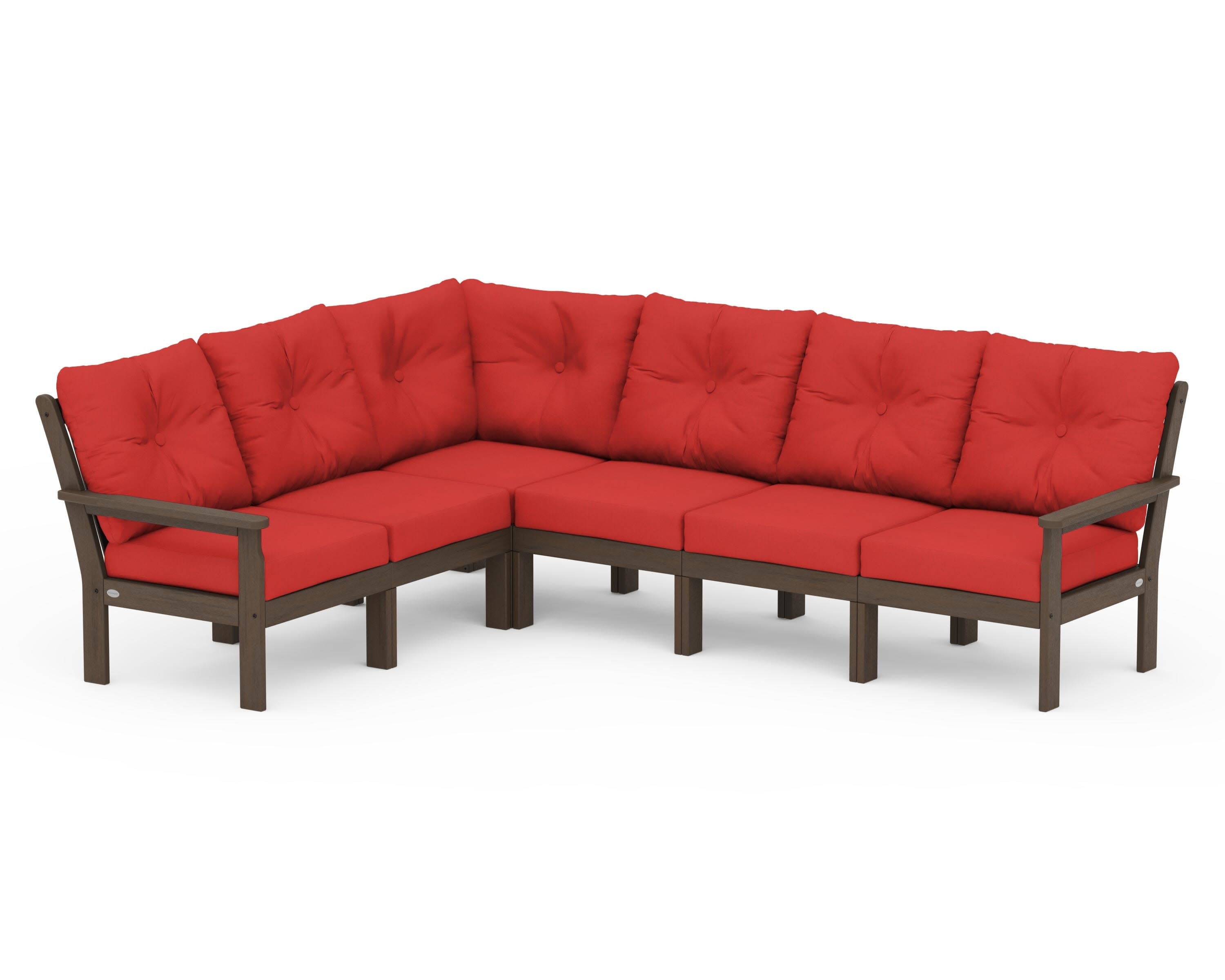 Vineyard 6-Piece Sectional in Kona / Crimson Linen