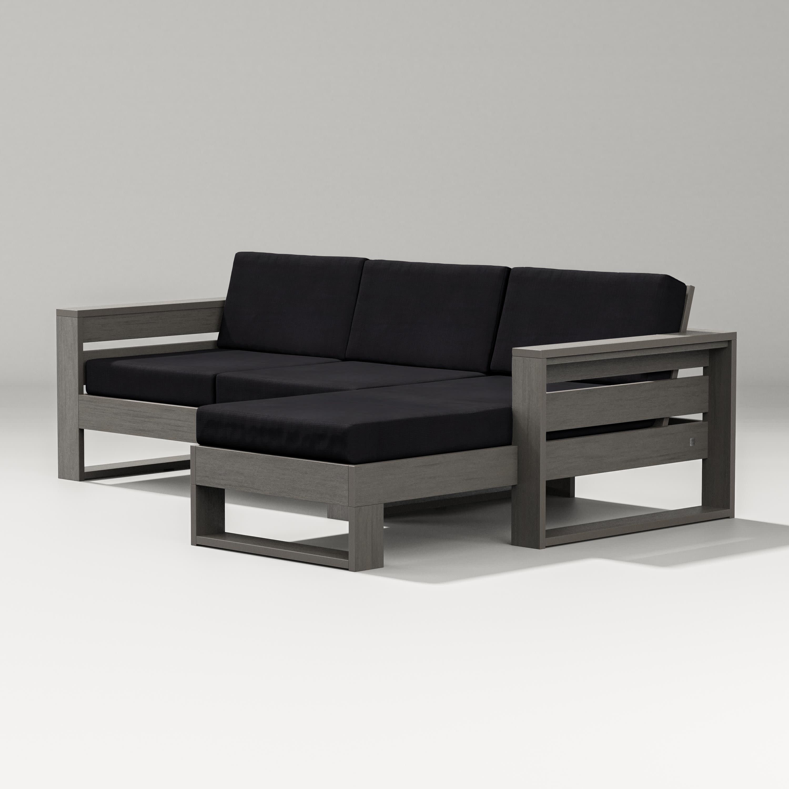Latitude Right Chaise Sectional in Driftwood / Midnight Linen