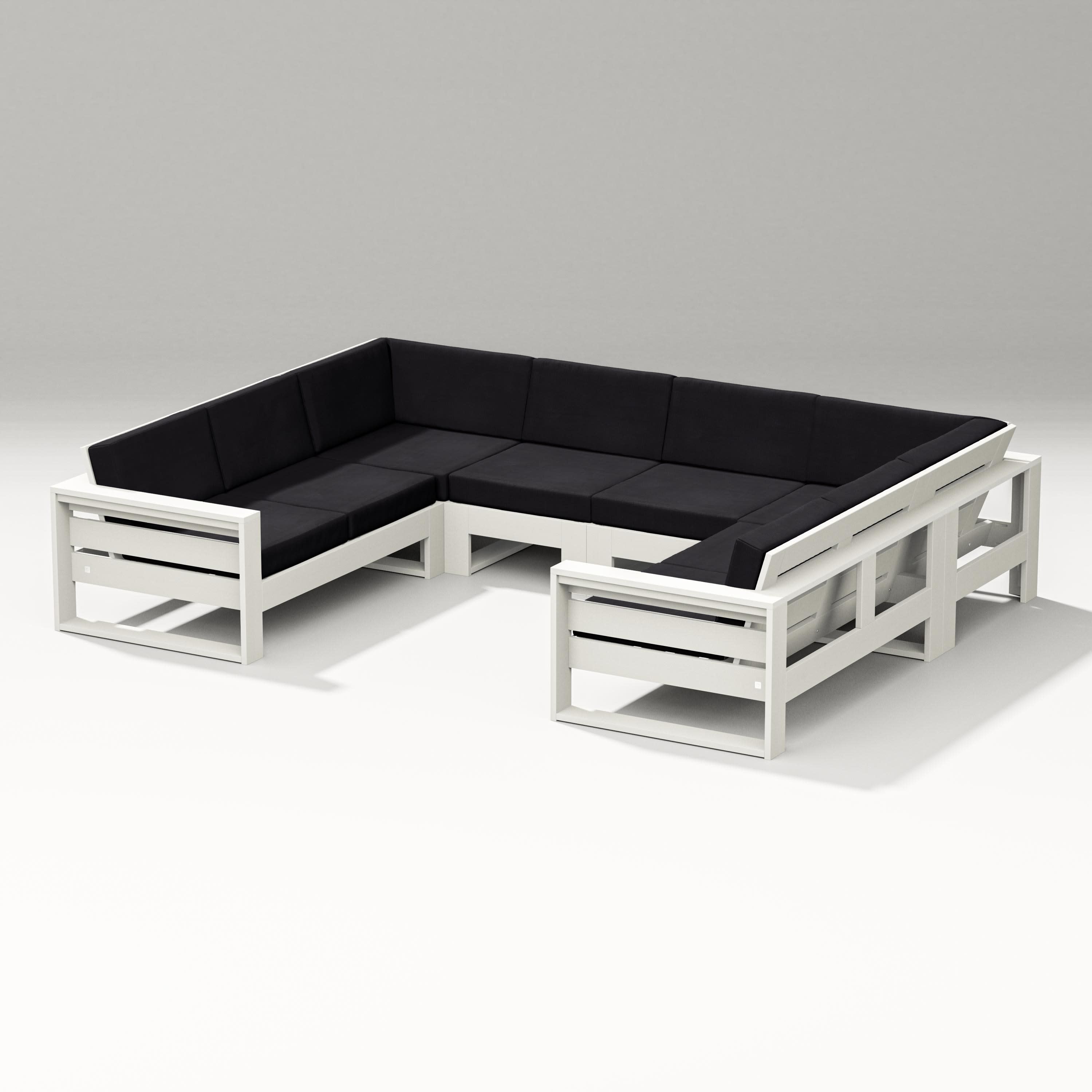 Latitude U-Shaped Sectional in Vintage White / Midnight Linen