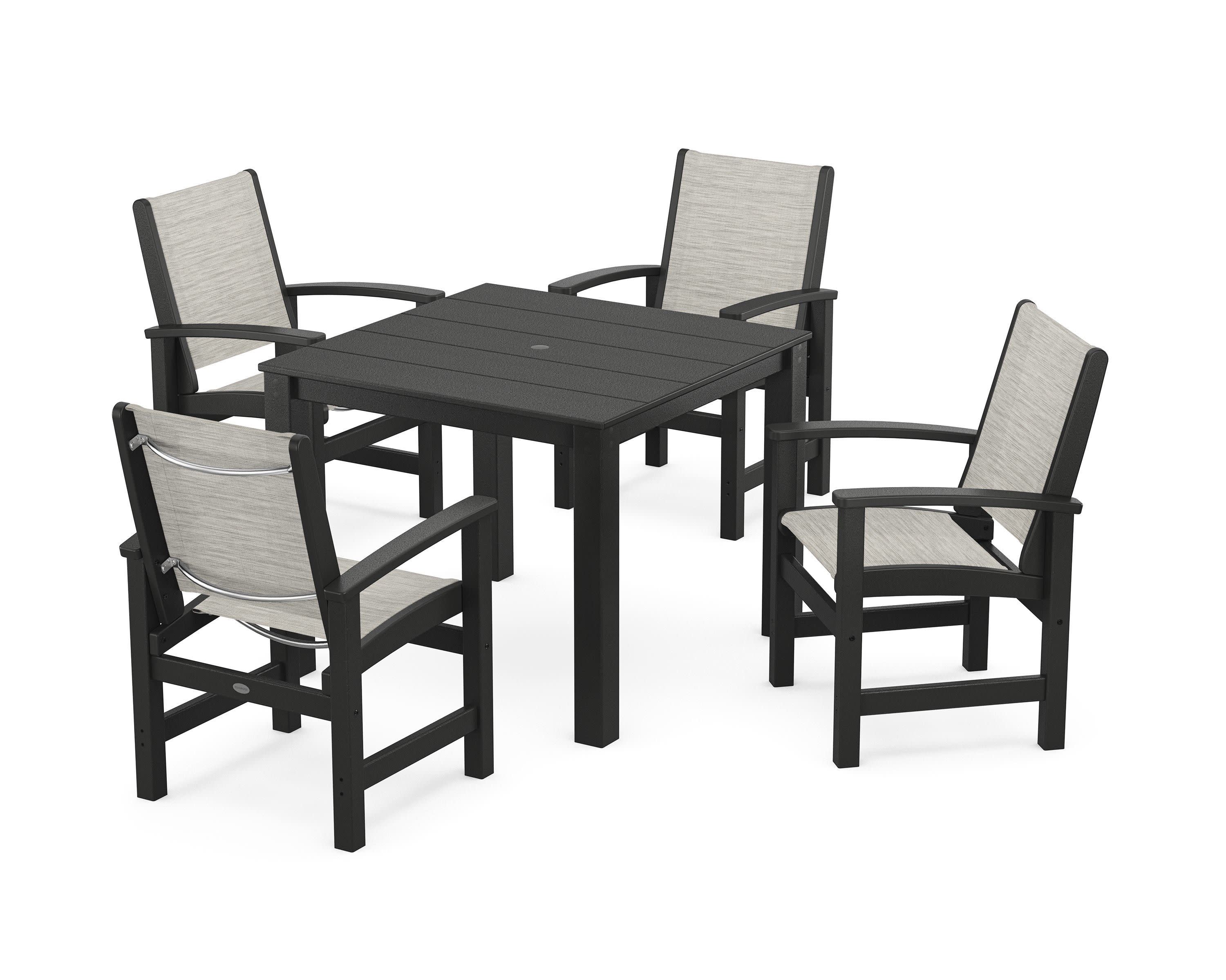 Coastal 5-Piece Parsons Dining Set in Black / Birch Sling