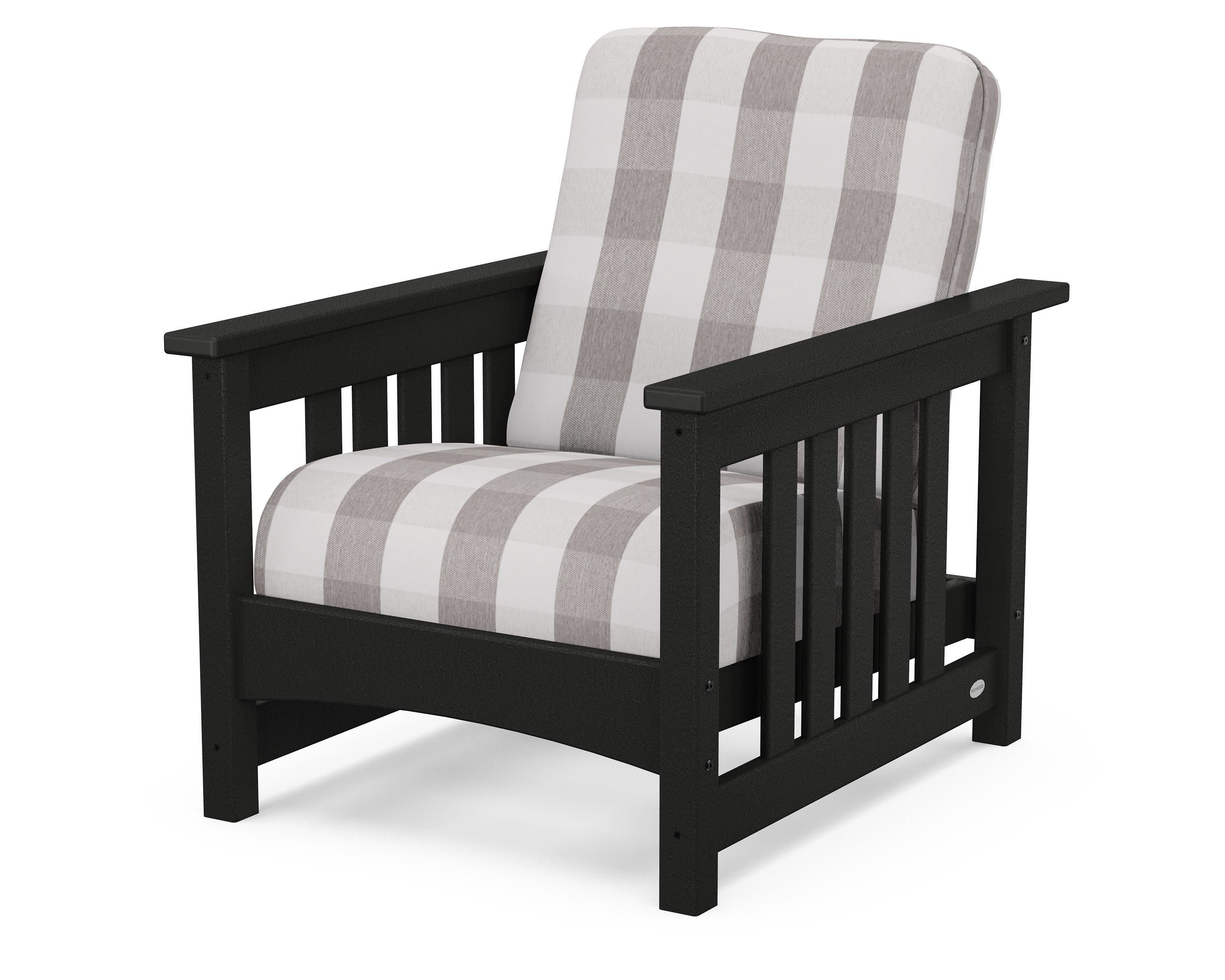 Club Mission Chair in Black / Buffalo Plaid Grey Mist