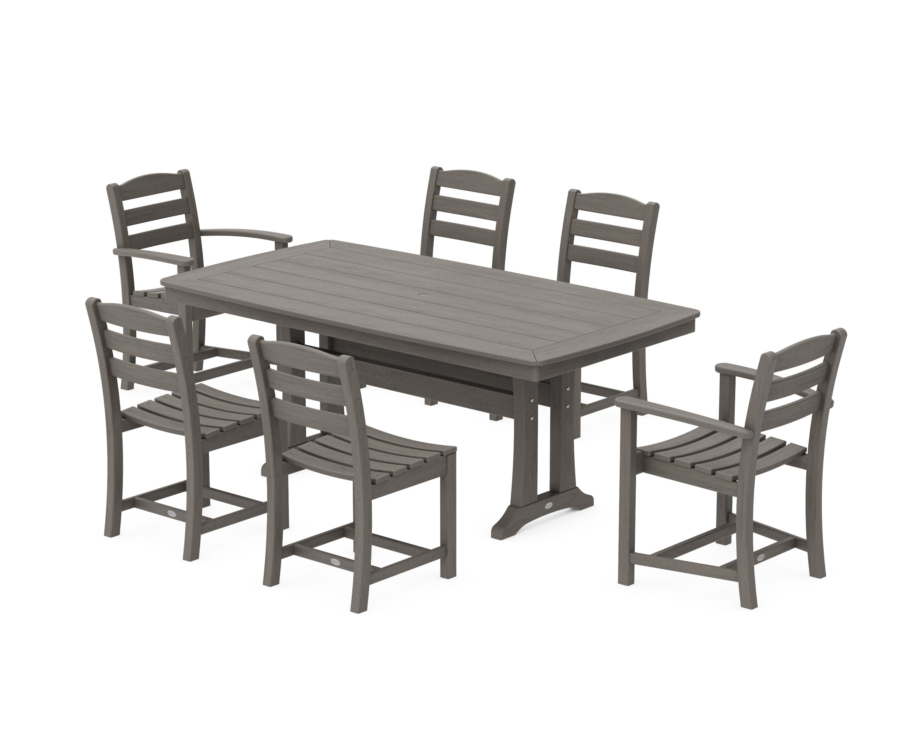 La Casa Caf 7-Piece Dining Set with Trestle Legs in Driftwood