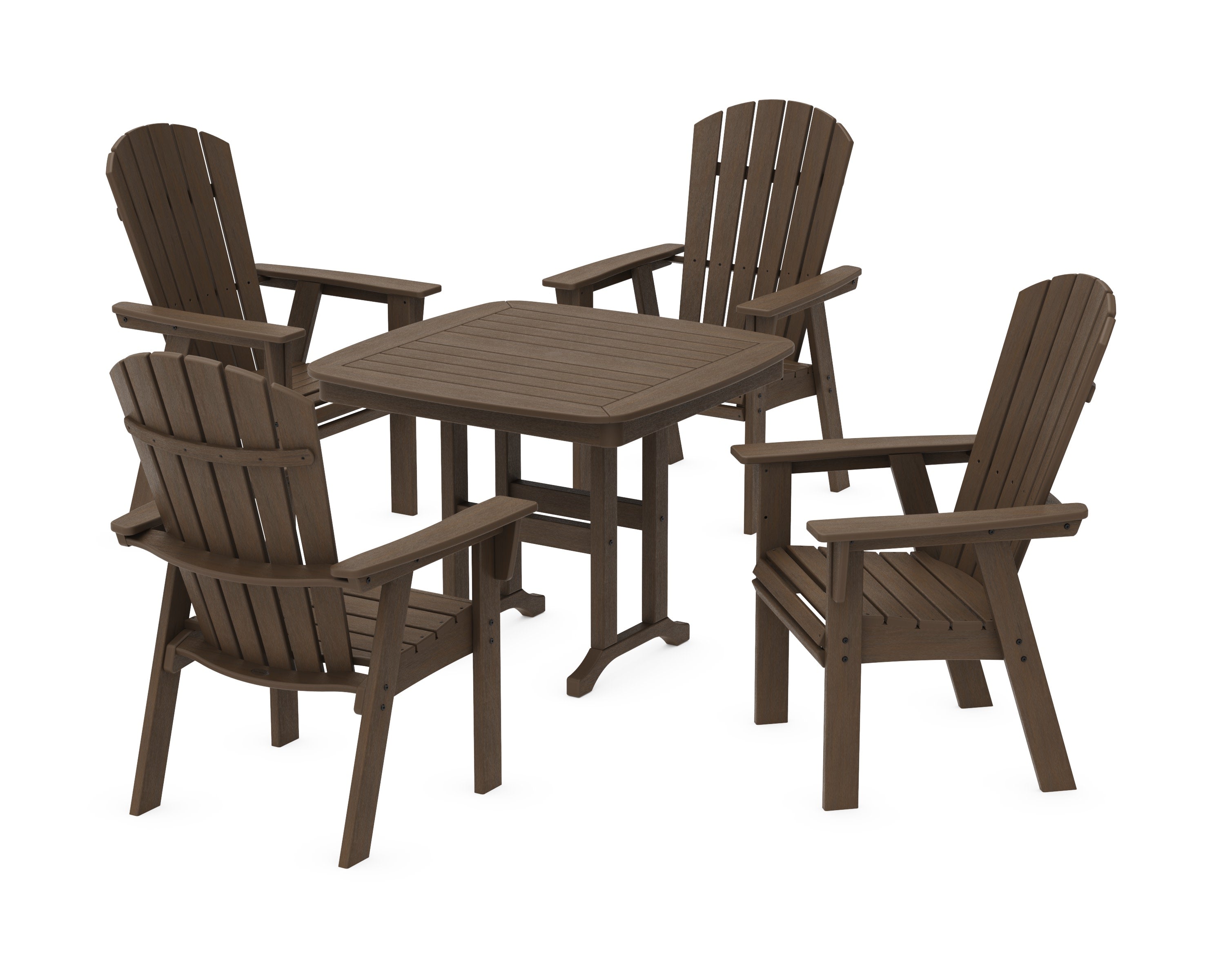 Nautical Curveback Adirondack 5-Piece Dining Set in Kona