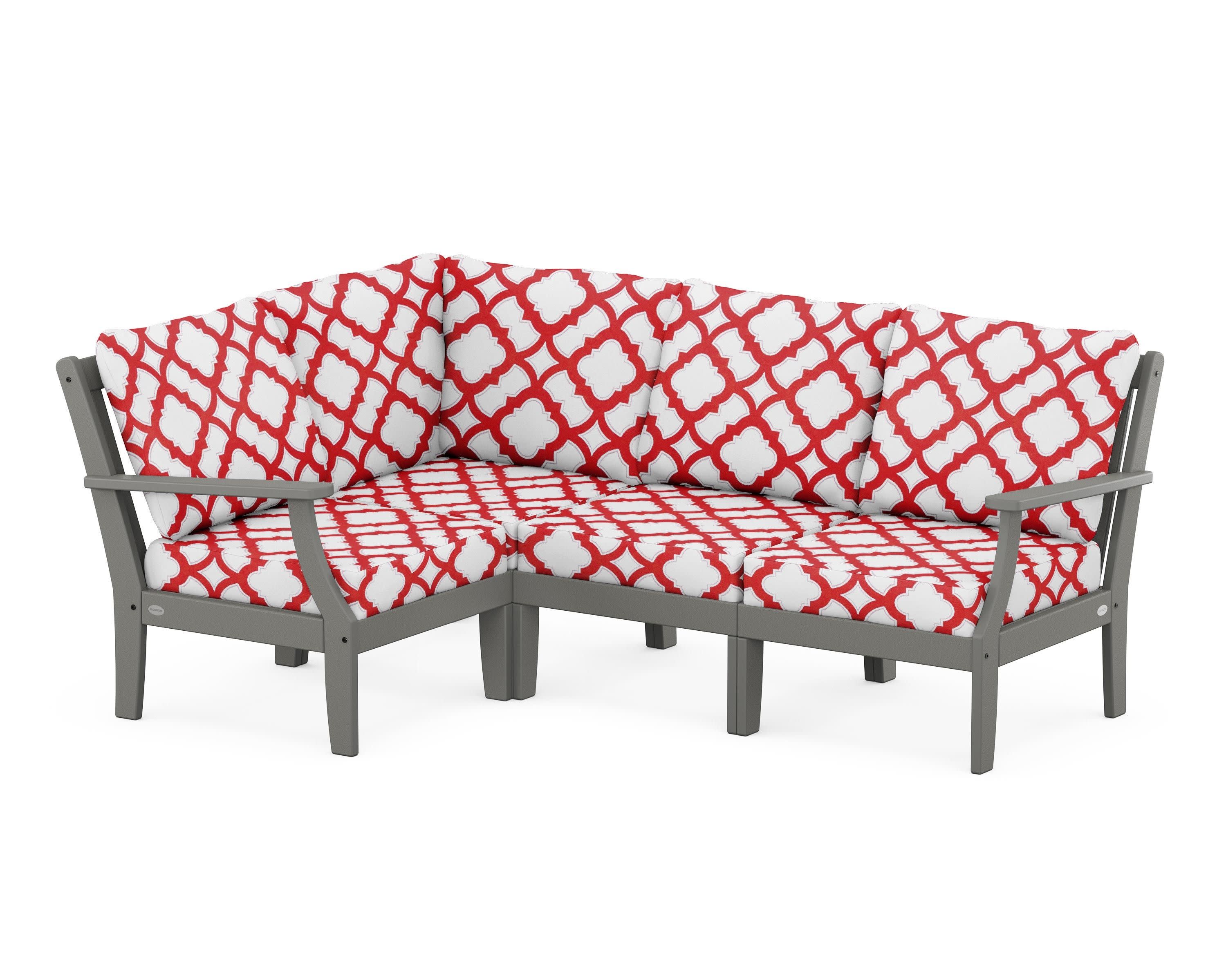 Braxton Modular 4-Piece Deep Seating Set in Slate Grey / Trellis Crimson