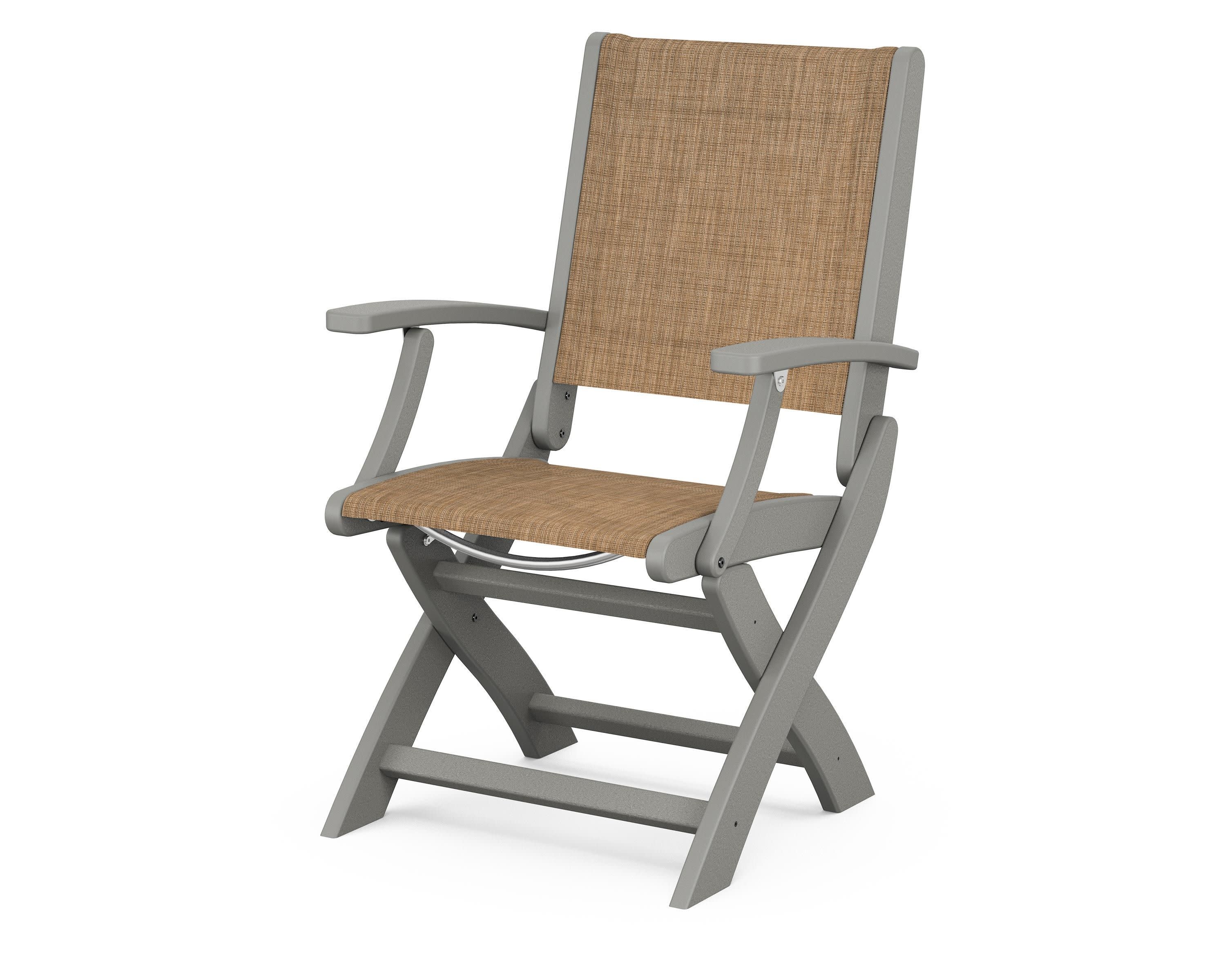 Coastal Folding Chair in Slate Grey / Burlap Sling