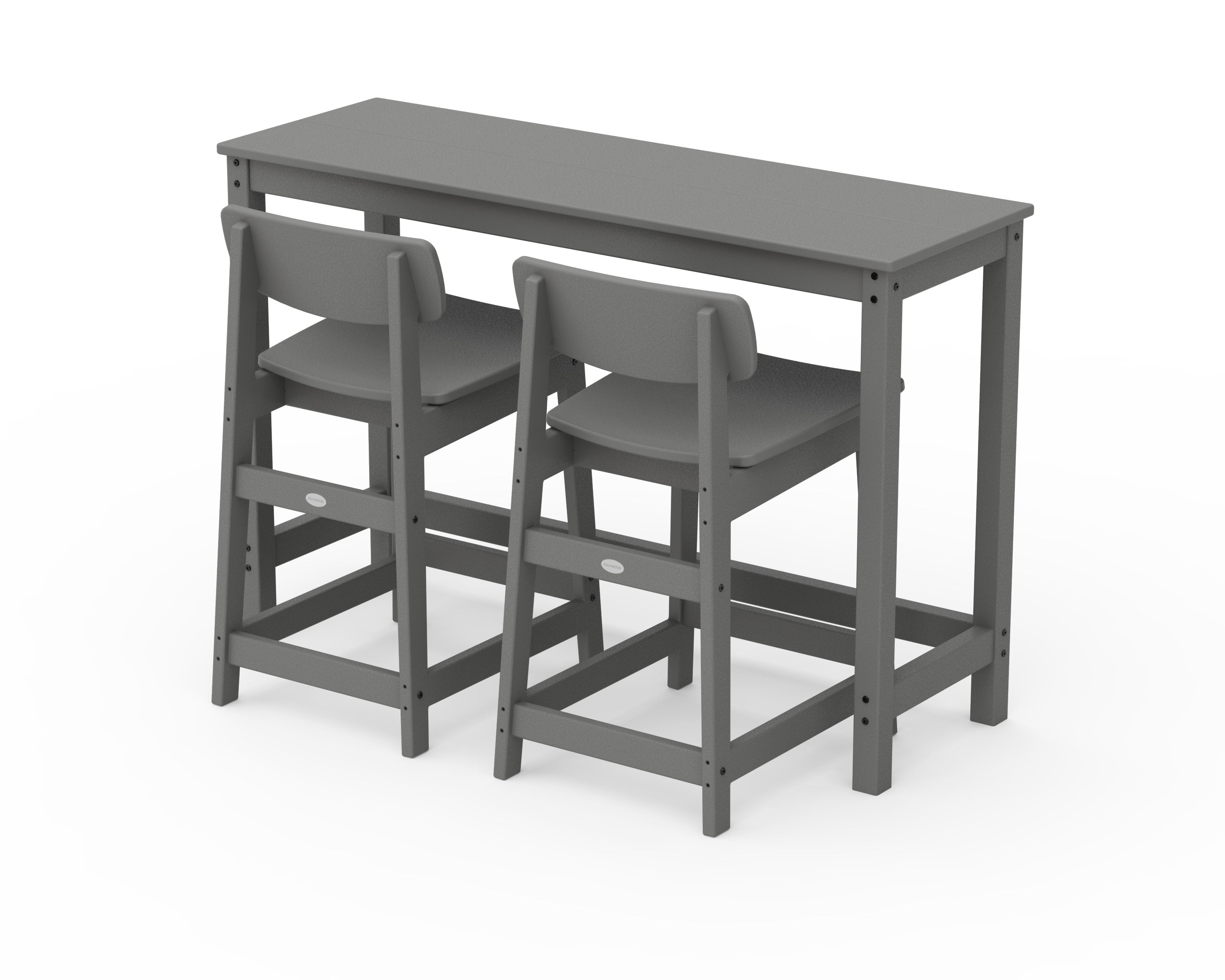 Modern Studio Urban Lowback Counter Chair 3-Piece Balcony Set in Slate Grey