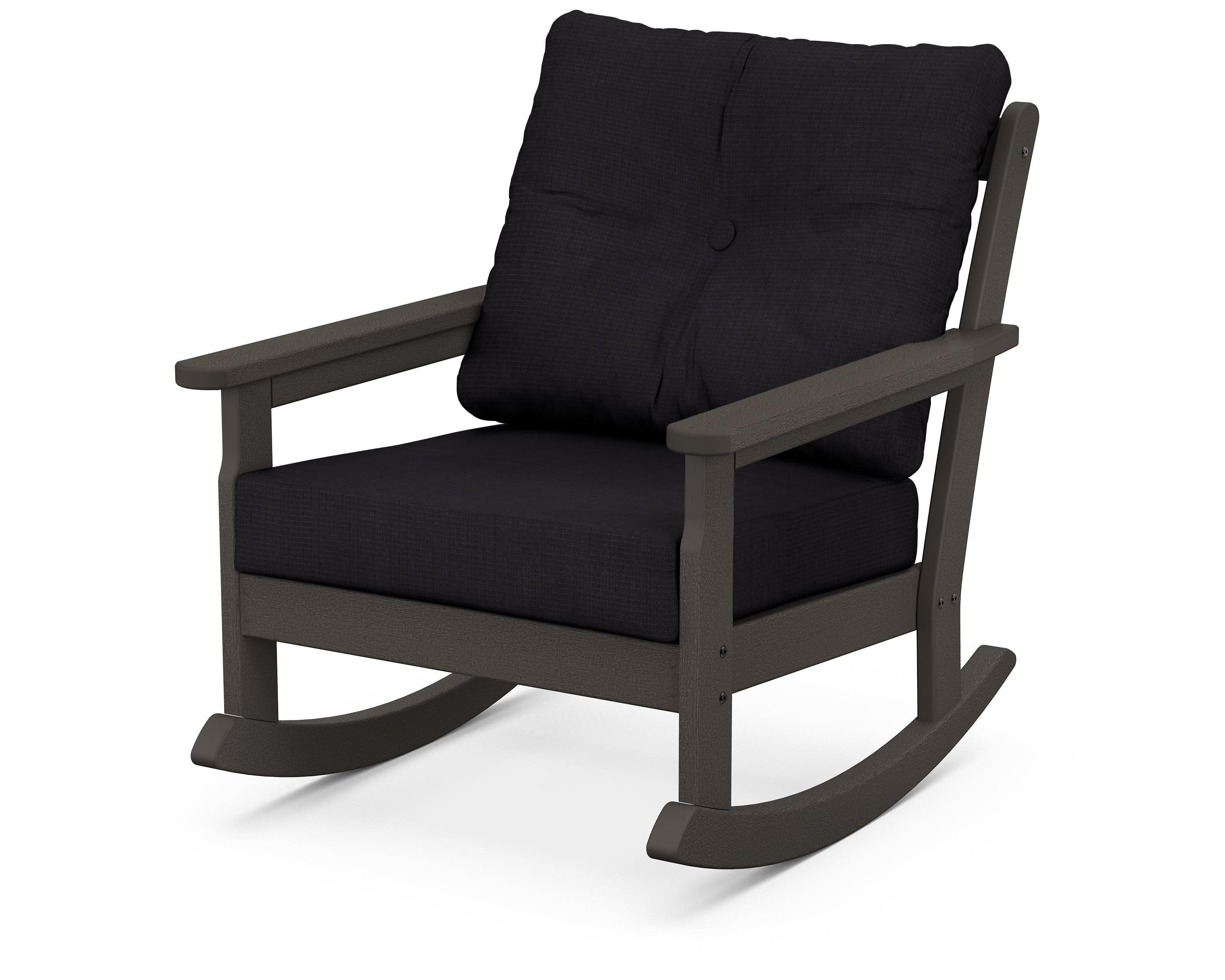 Vineyard Deep Seating Rocking Chair in Vintage Coffee / Midnight Linen