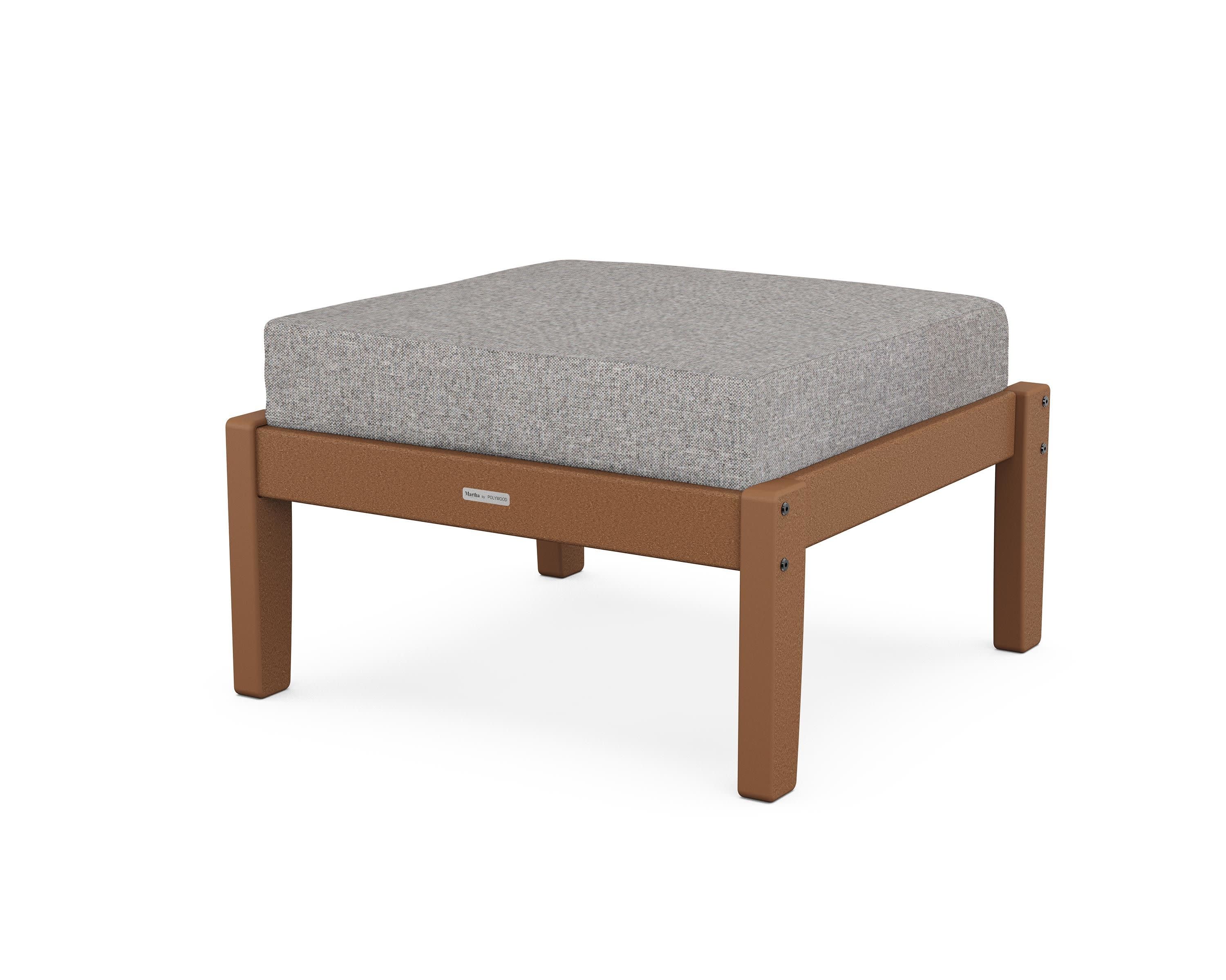 Chinoiserie Deep Seating Ottoman in Teak / Grey Mist