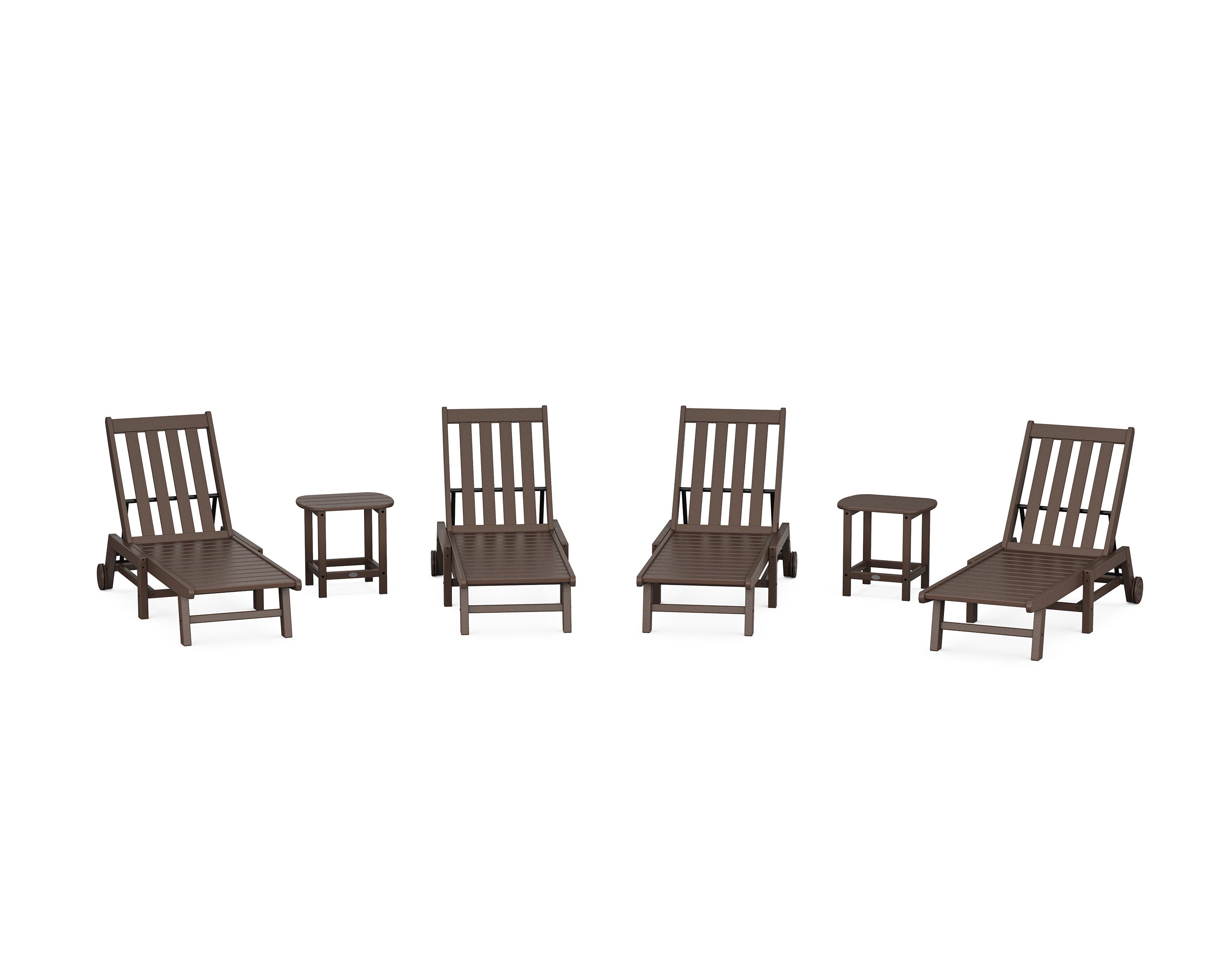 Vineyard 6-Piece Chaise with Wheels Set in Mahogany