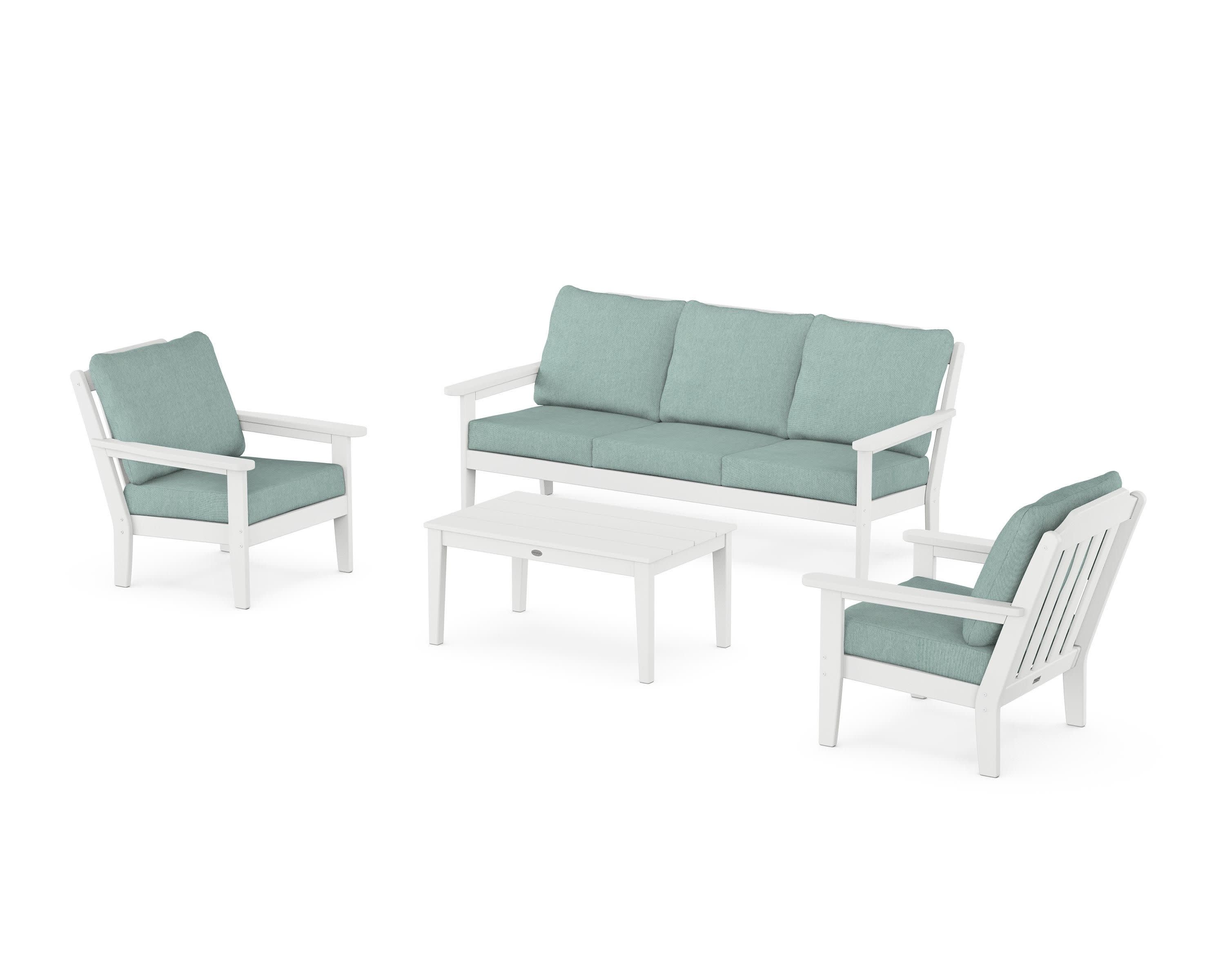 Cottage 4-Piece Deep Seating Set with Sofa in White / Glacier Spa