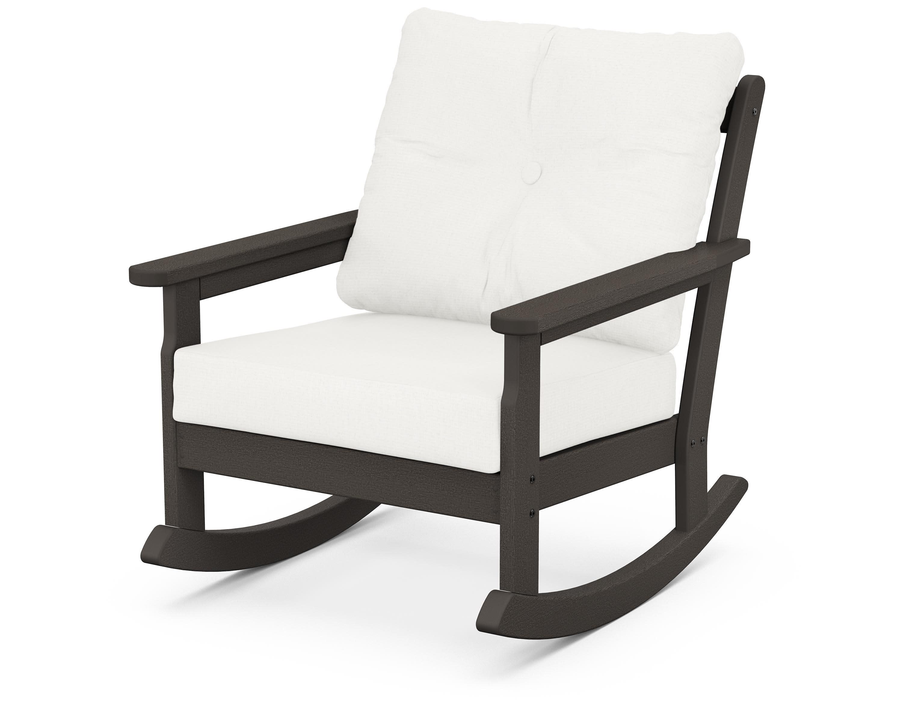 Vineyard Deep Seating Rocking Chair in Vintage Coffee / Natural Linen
