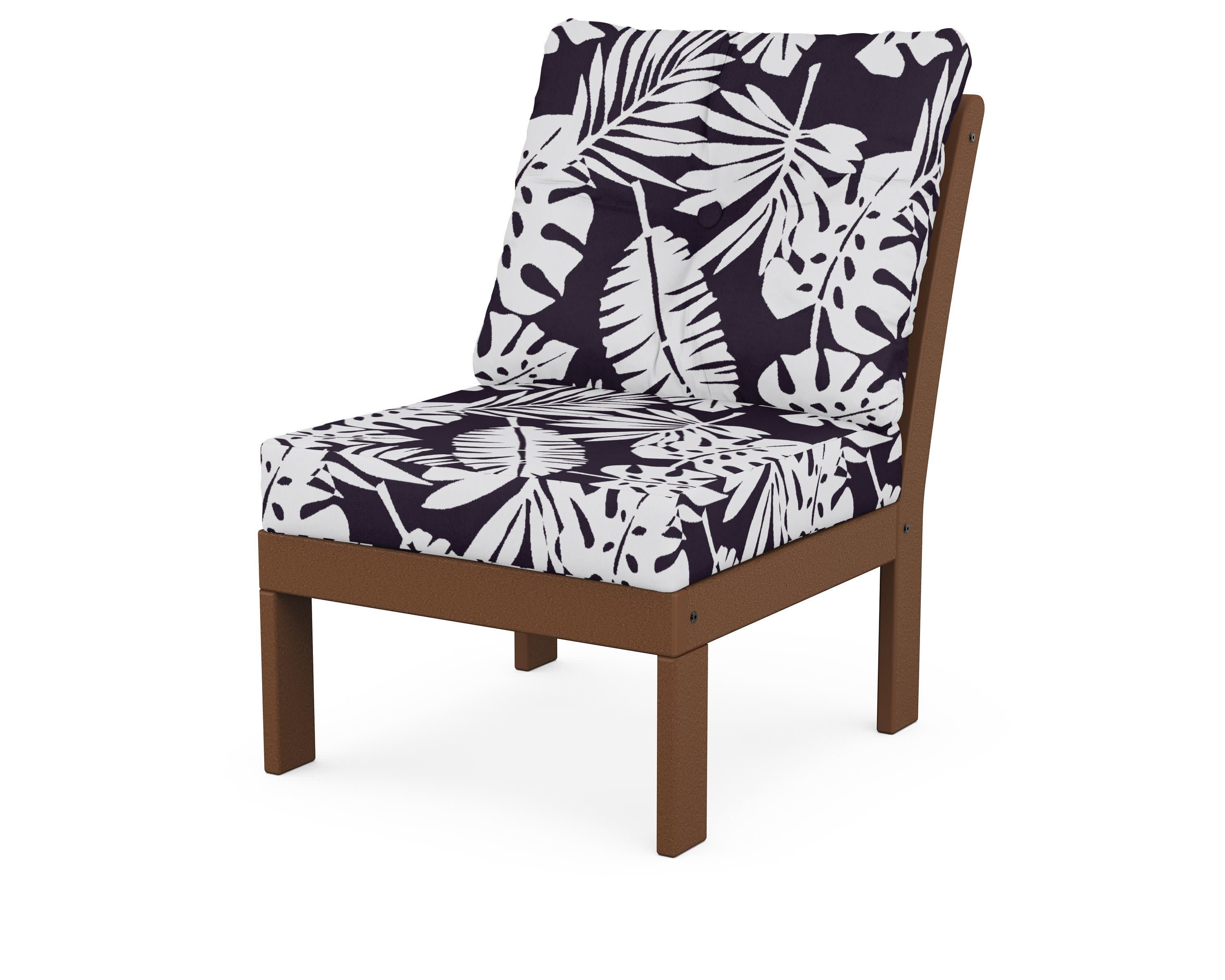 Vineyard Modular Armless Chair in Teak / Leaf Navy