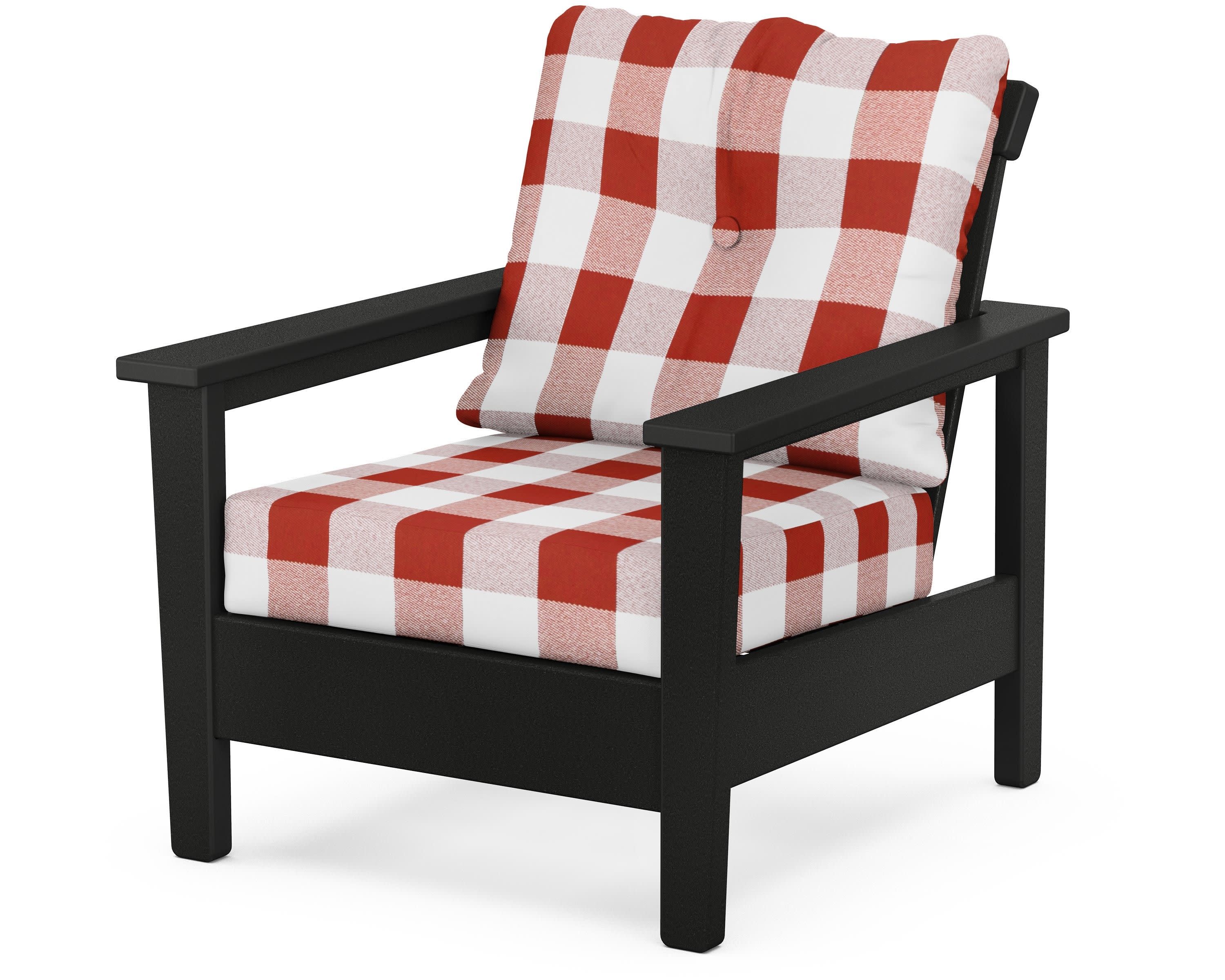 Prescott Deep Seating Chair in Black / Buffalo Plaid Crimson