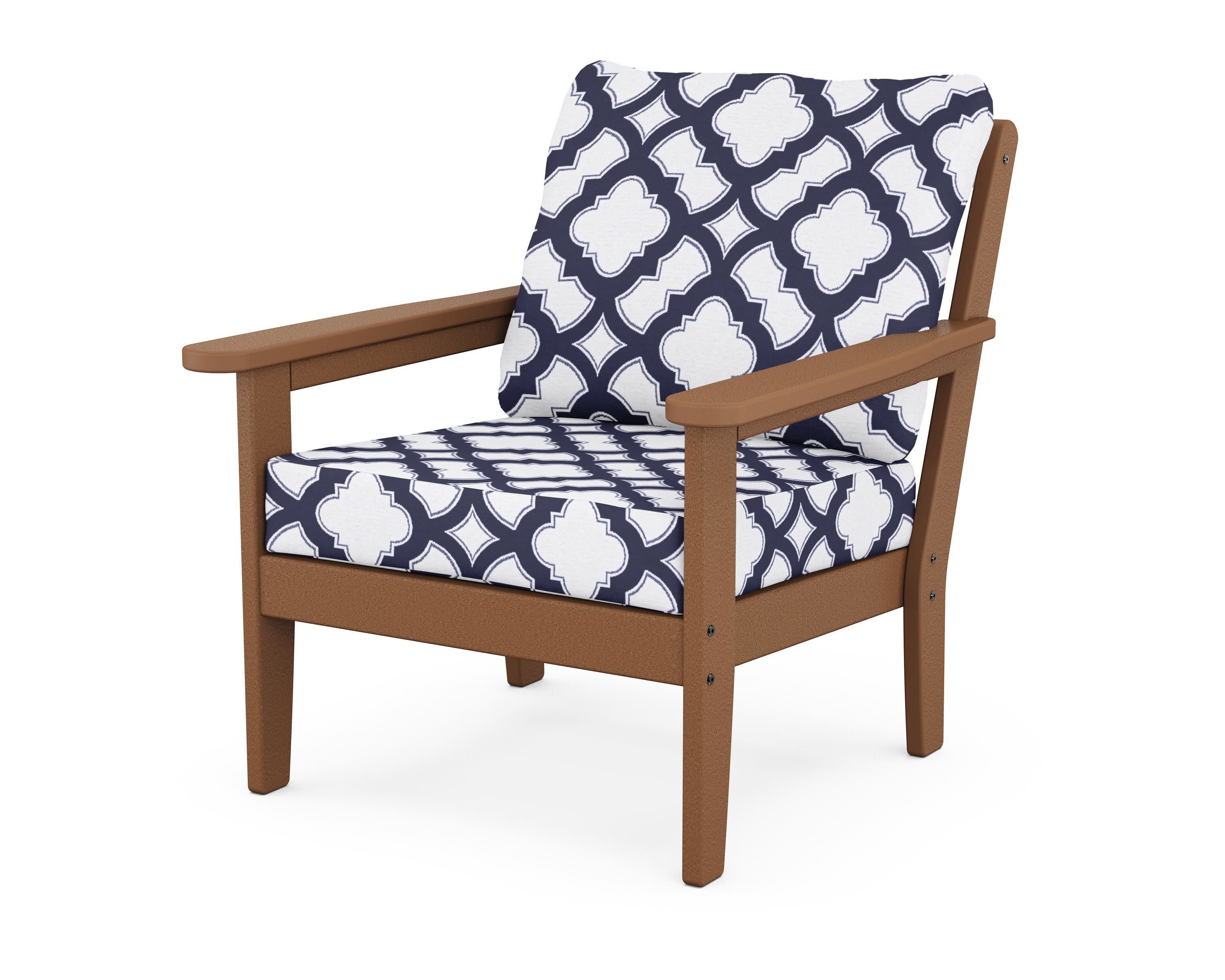 Cottage Deep Seating Chair in Teak / Trellis Navy