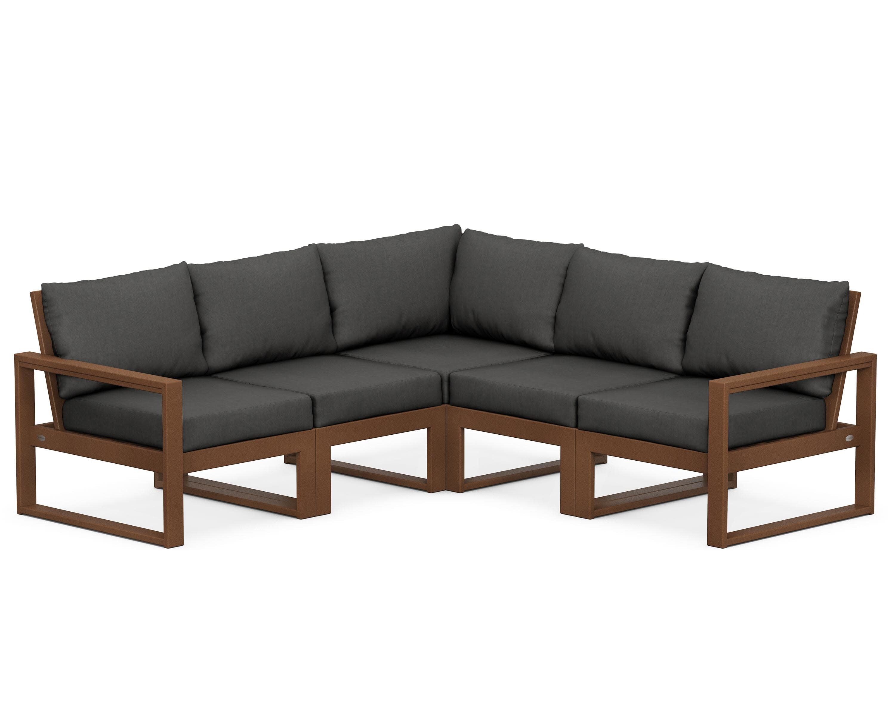 EDGE 5-Piece Modular Deep Seating Set in Teak / Spectrum Carbon