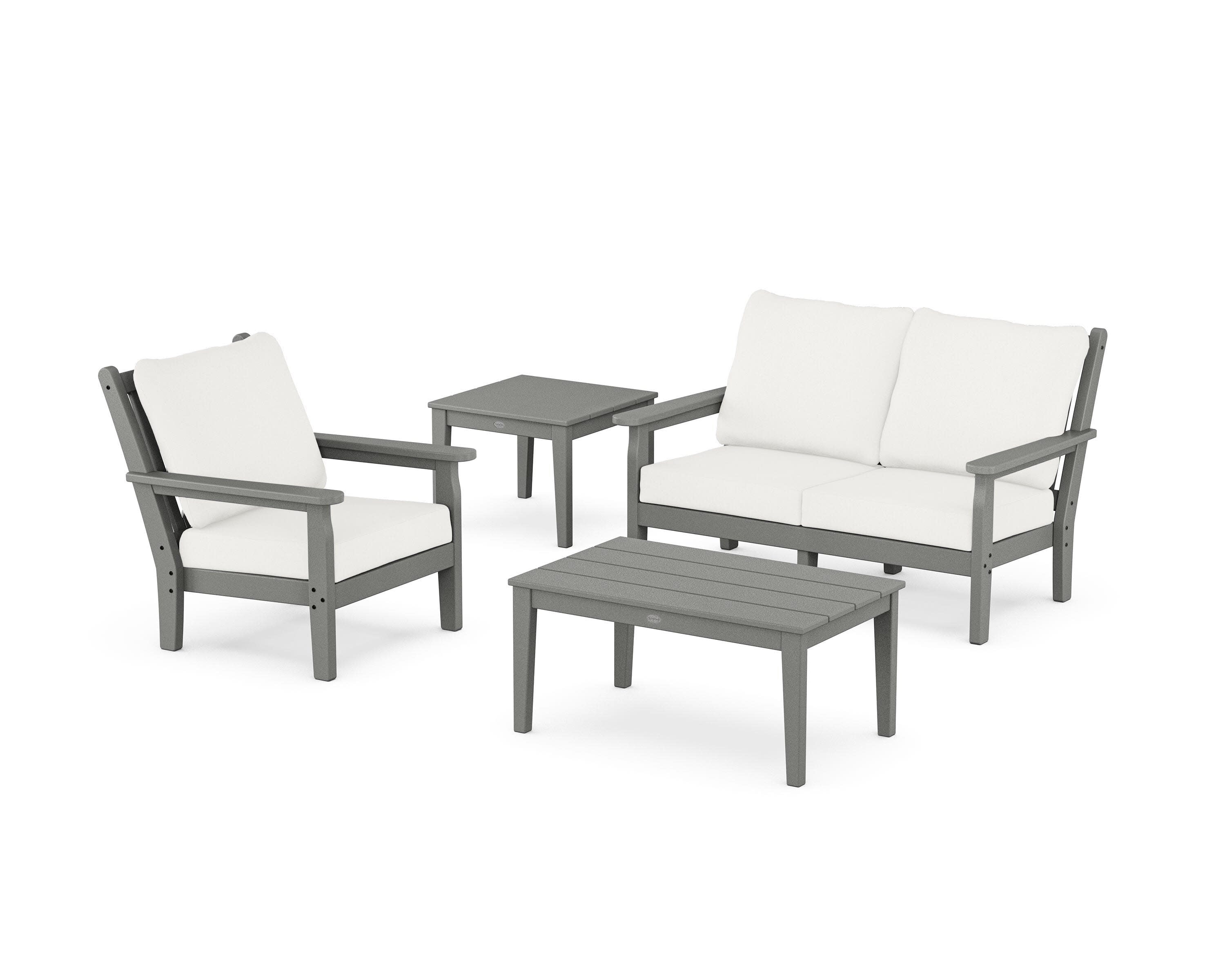 Chippendale 4-Piece Deep Seating Set in Slate Grey / Natural Linen