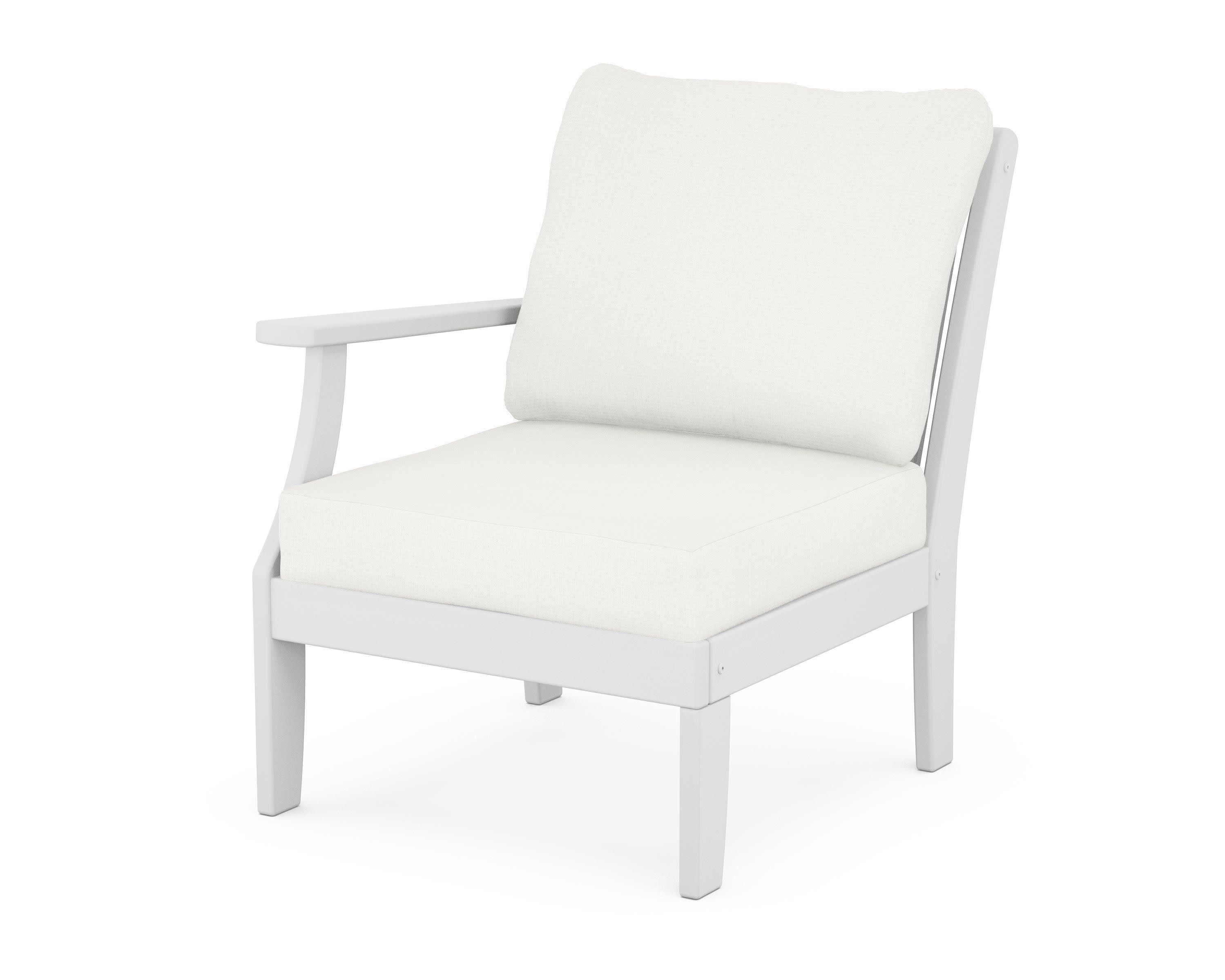 Braxton Modular Left Arm Chair in White / Natural Linen
