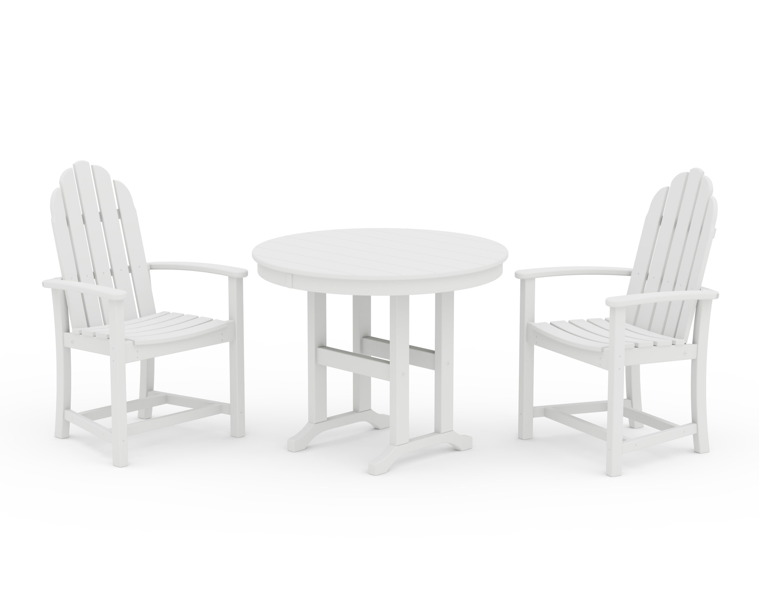 Classic Adirondack 3-Piece Round Dining Set in White