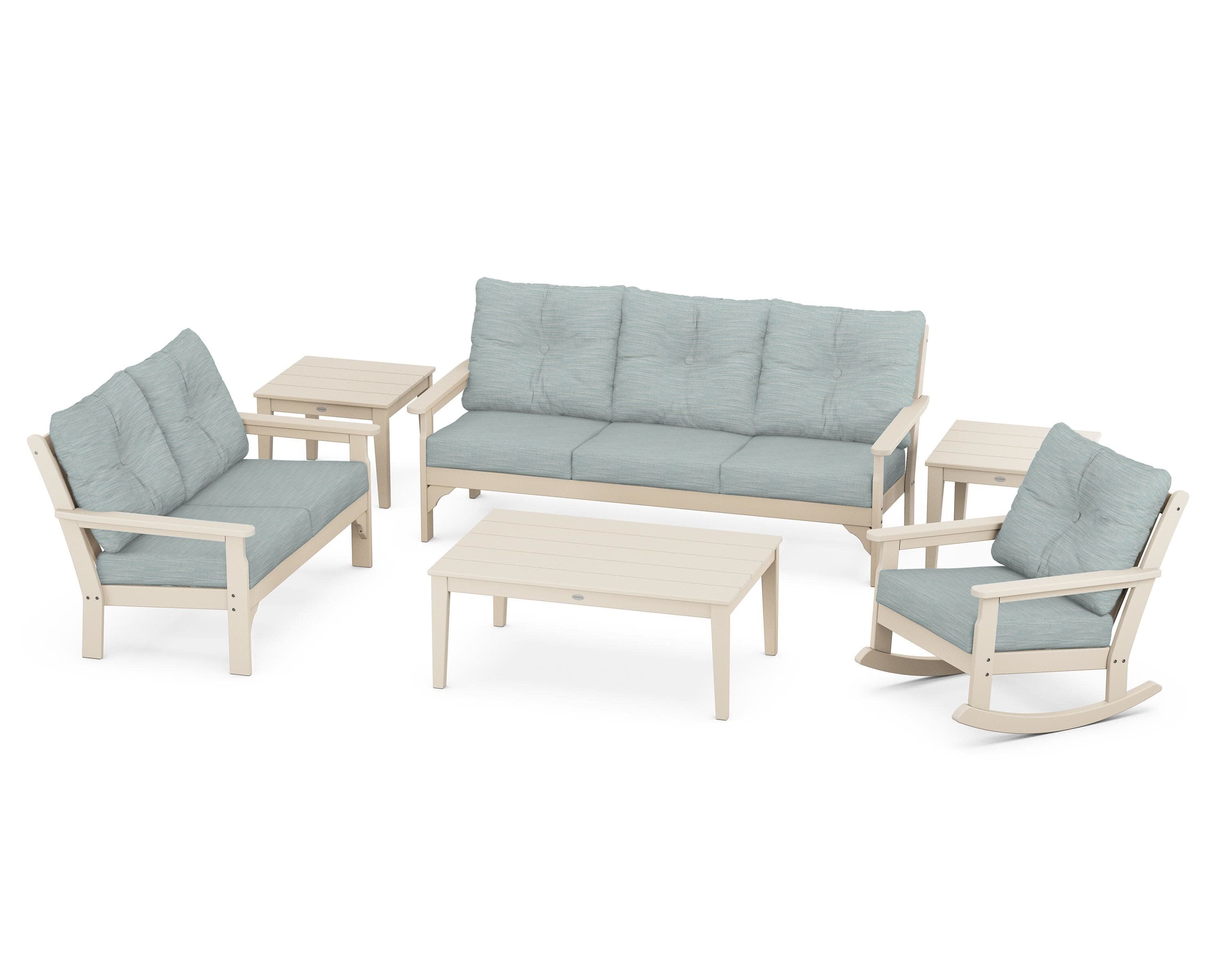 Vineyard 6-Piece Deep Seating Set in Sand / Soothe Mist