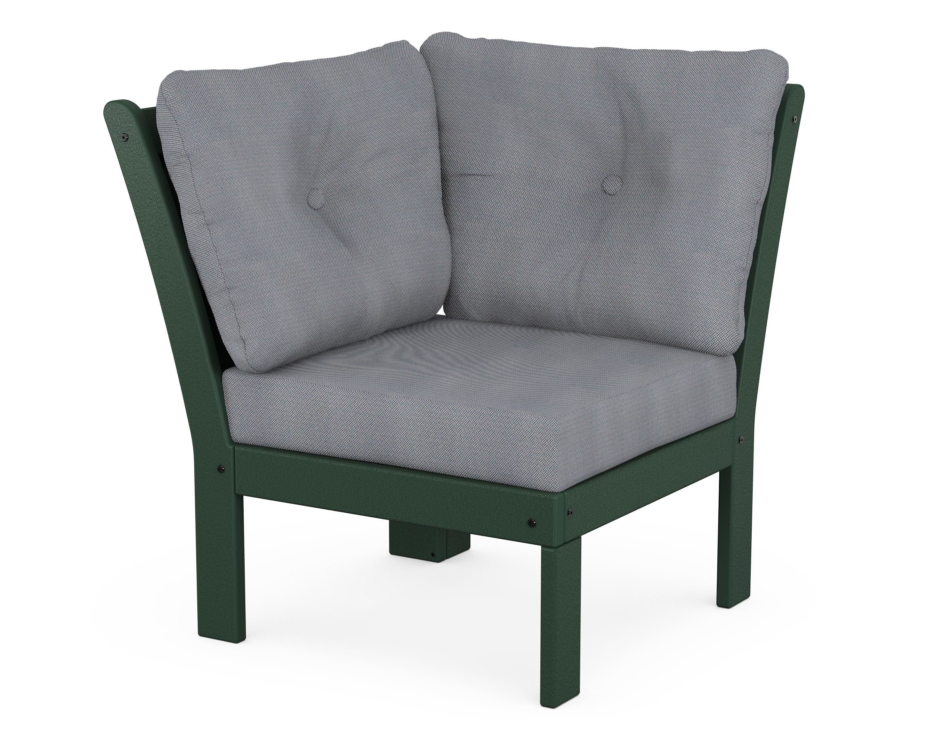 Vineyard Modular Corner Chair in Green / Lattice Sky Blue