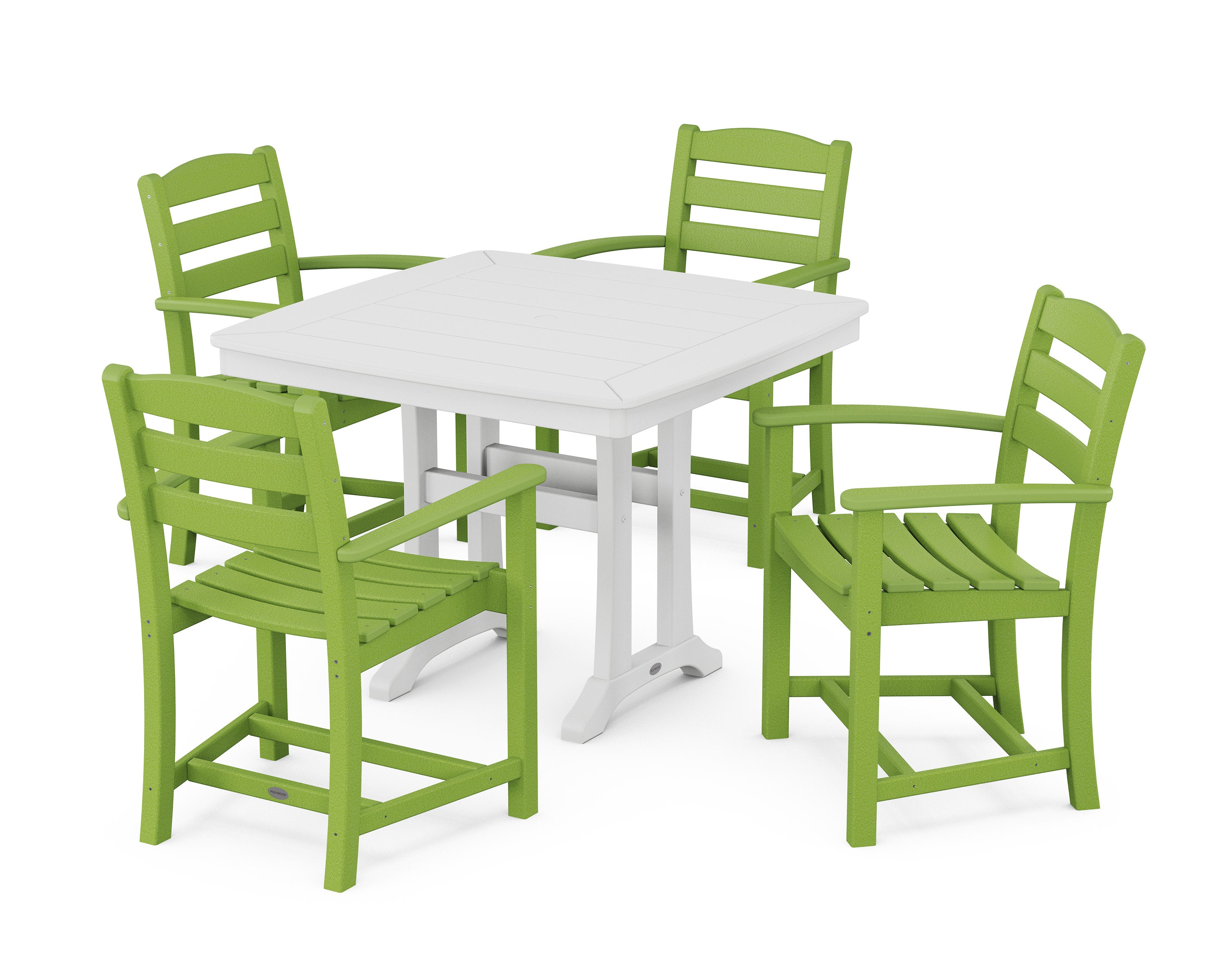 La Casa Caf 5-Piece Dining Set with Trestle Legs in Lime / White