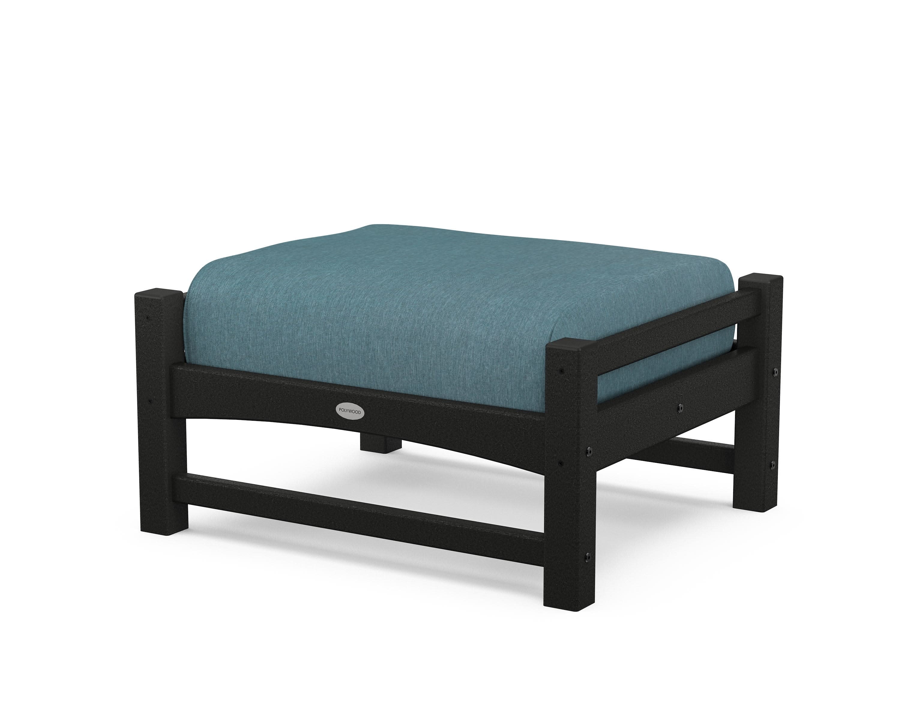 Club Ottoman in Black / Ocean Teal
