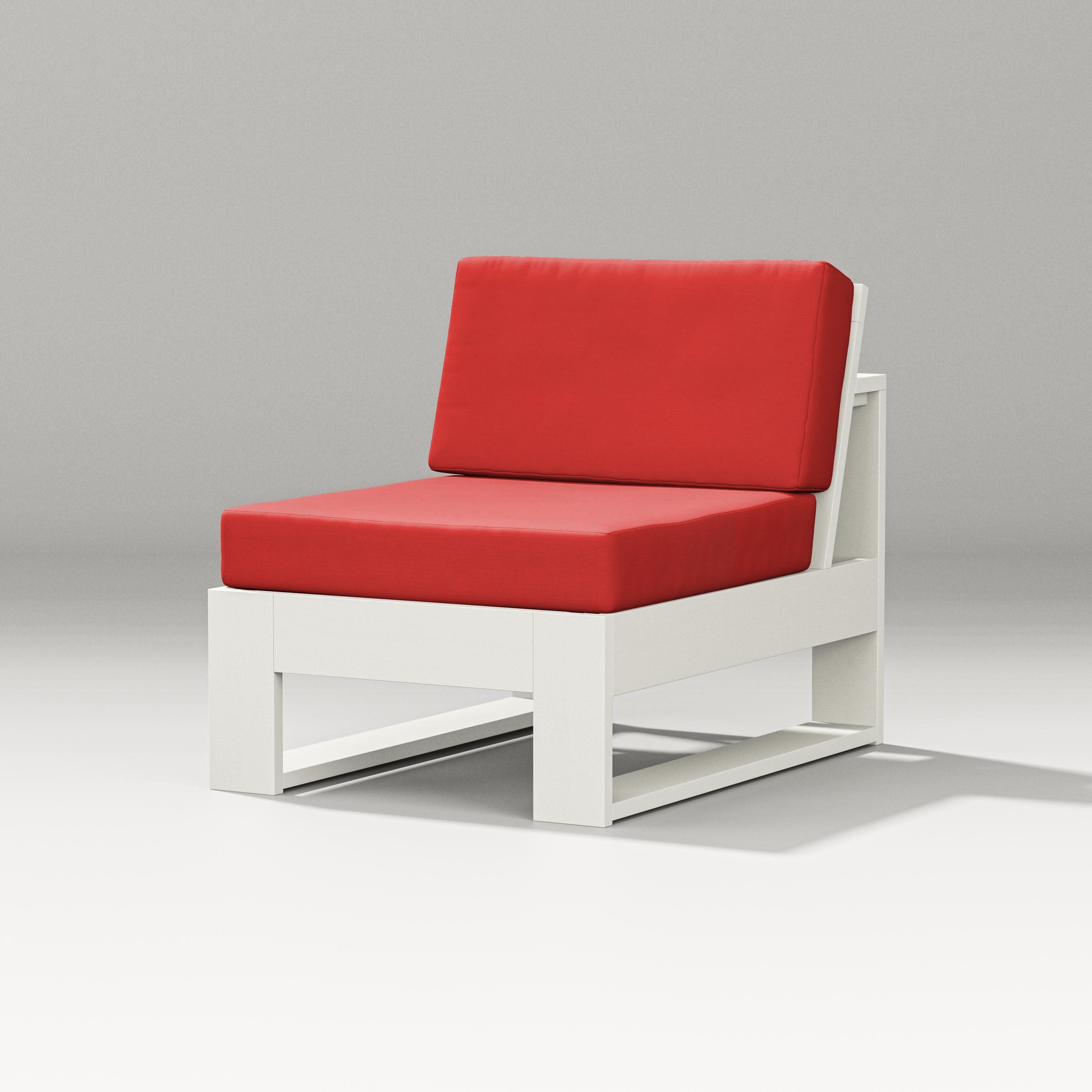 Latitude Modular Armless Chair in Vintage White / Crimson Linen